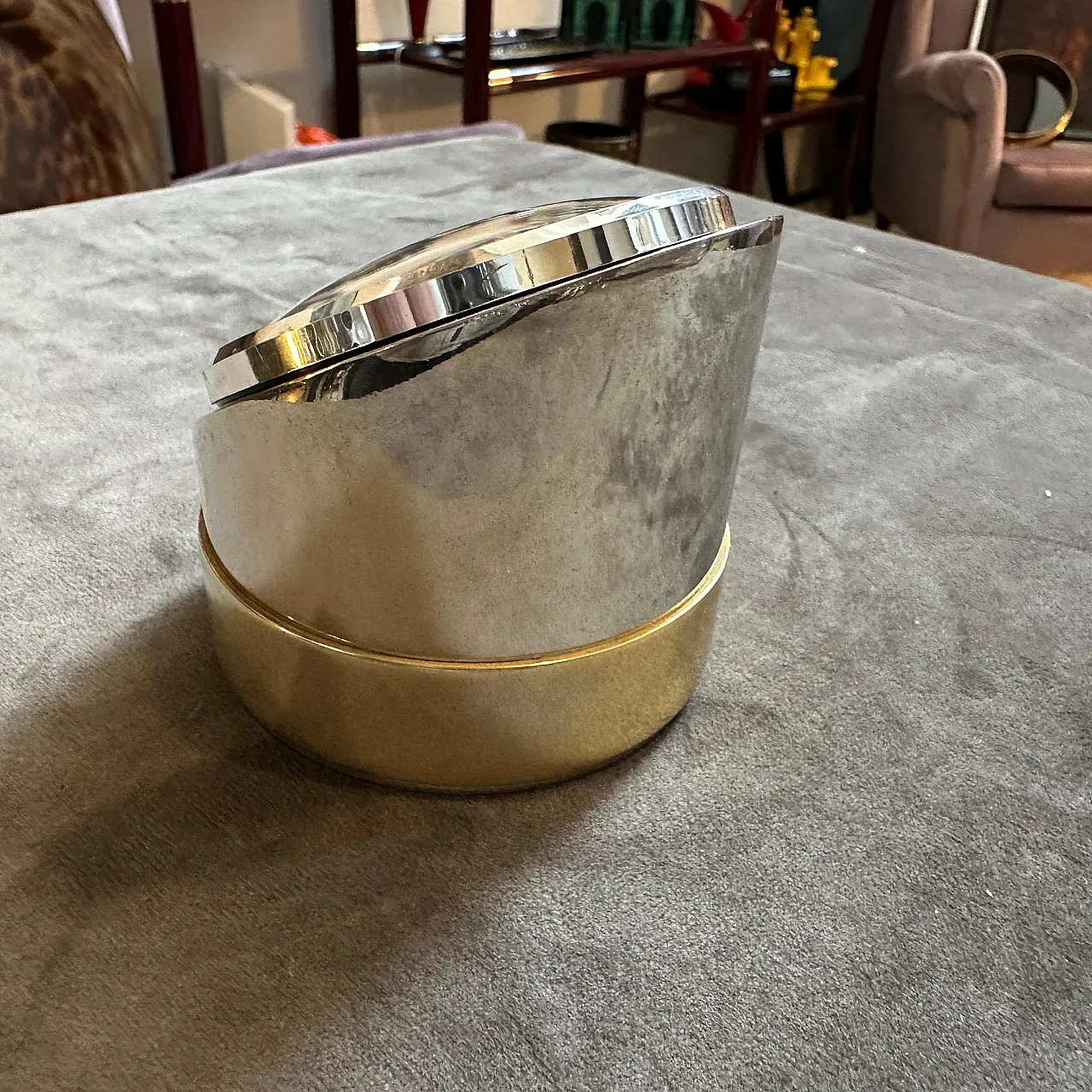 Brass and silver-plated table clock by Gucci, 1980s 7