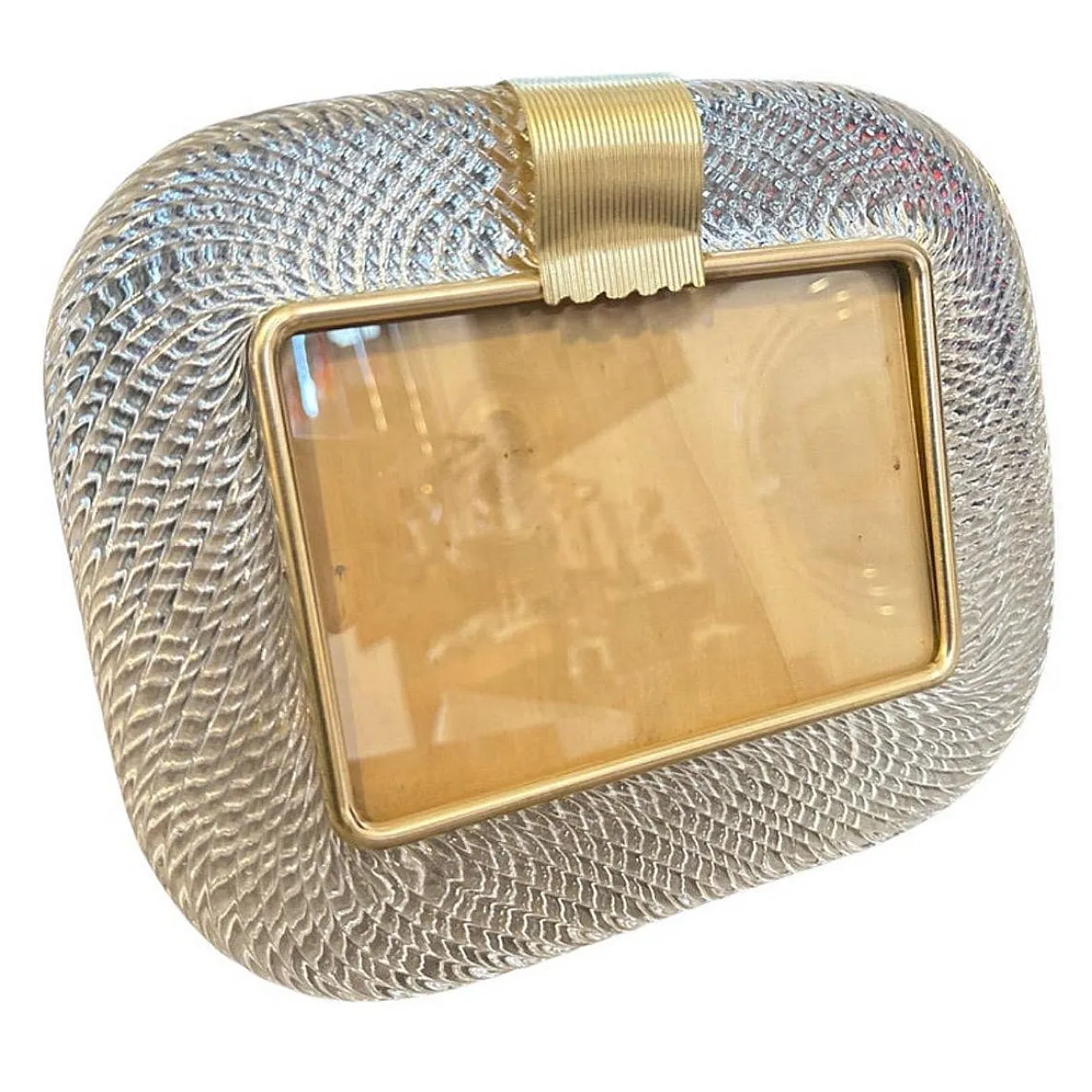 Transparent Murano glass frame in Art Deco style, 2000s 1