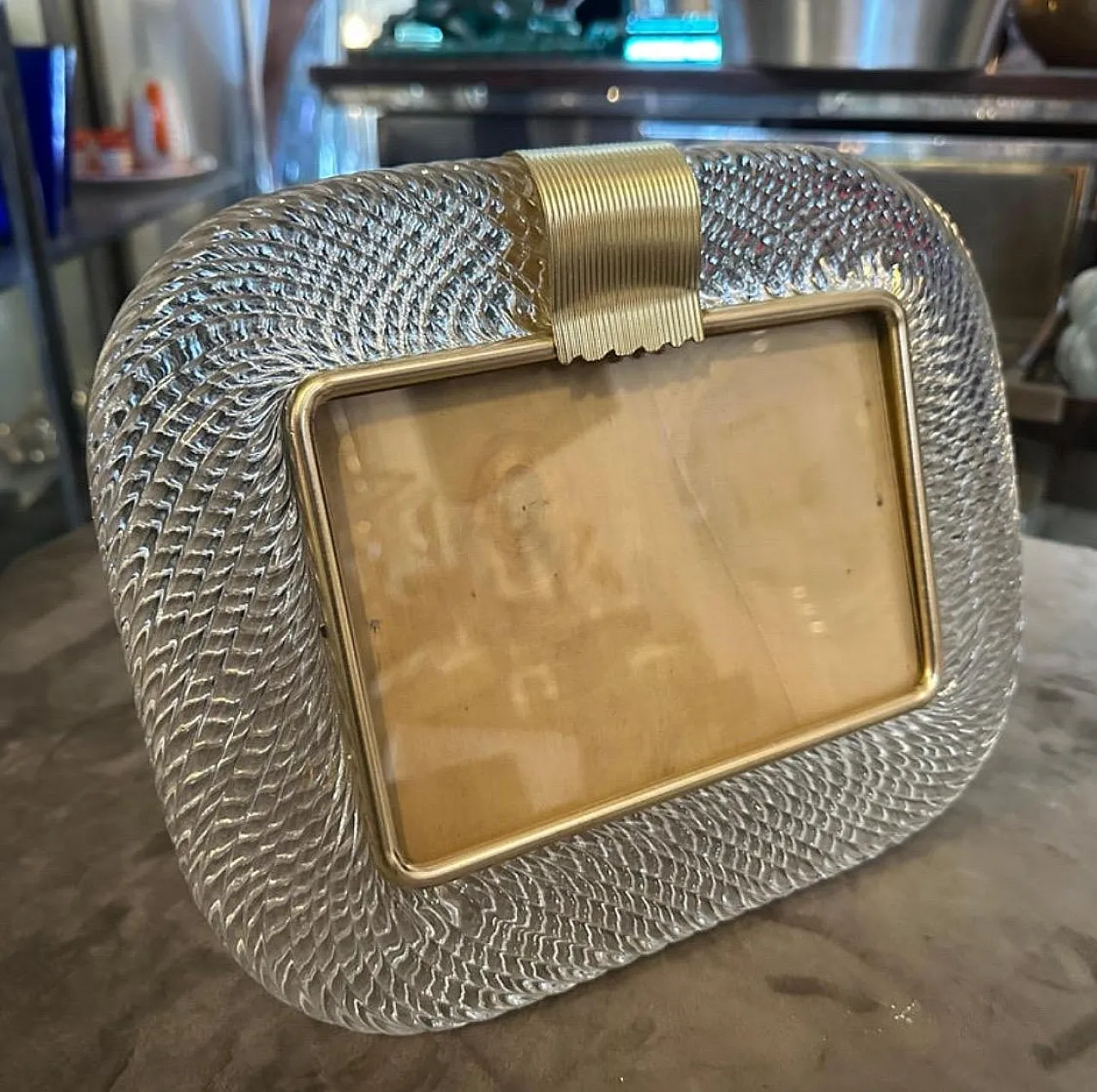 Transparent Murano glass frame in Art Deco style, 2000s 2