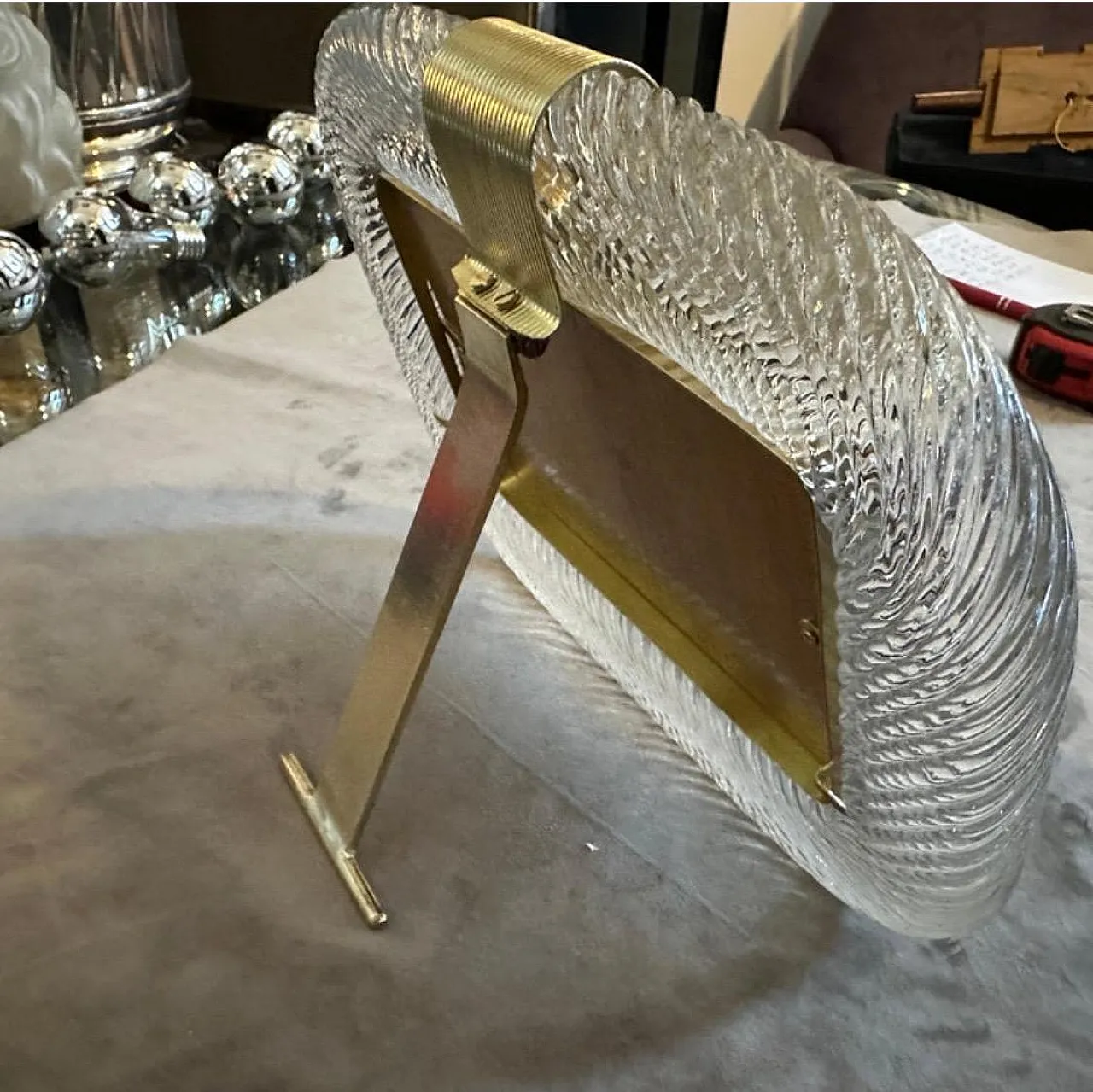 Transparent Murano glass frame in Art Deco style, 2000s 4