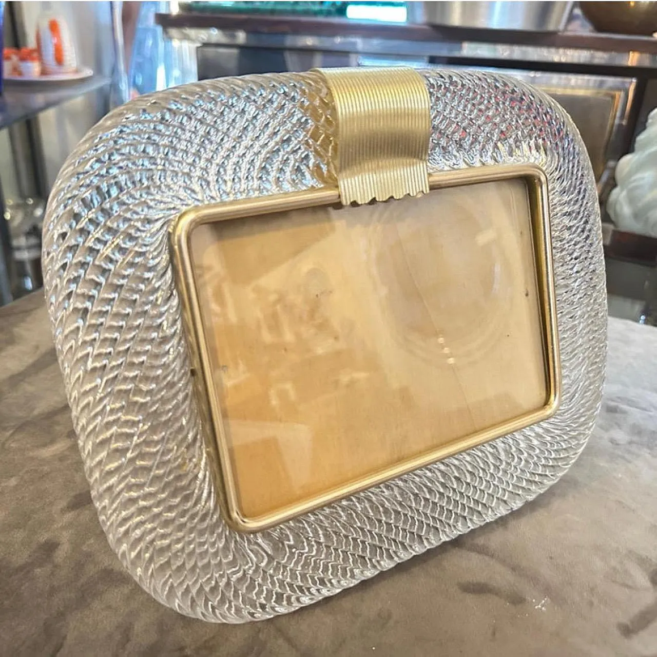 Transparent Murano glass frame in Art Deco style, 2000s 7