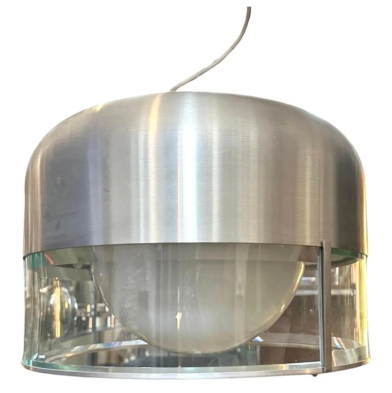 Steel and glass chandelier by Pia Guidetti Crippa for Lumi, 1970s 1