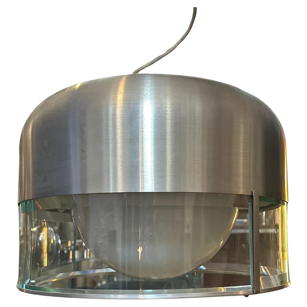 Steel and glass chandelier by Pia Guidetti Crippa for Lumi, 1970s 2