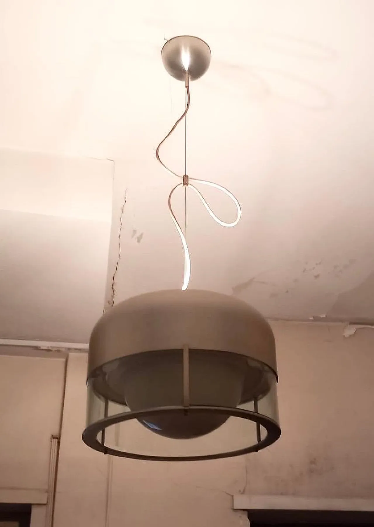 Steel and glass chandelier by Pia Guidetti Crippa for Lumi, 1970s 4