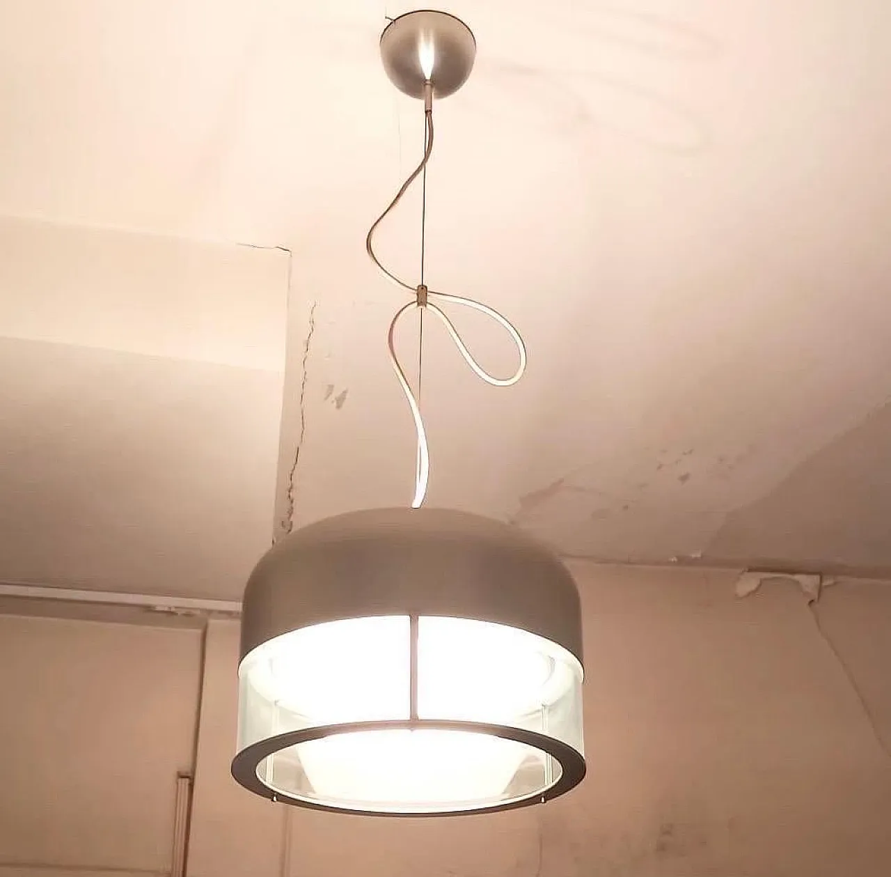 Steel and glass chandelier by Pia Guidetti Crippa for Lumi, 1970s 7