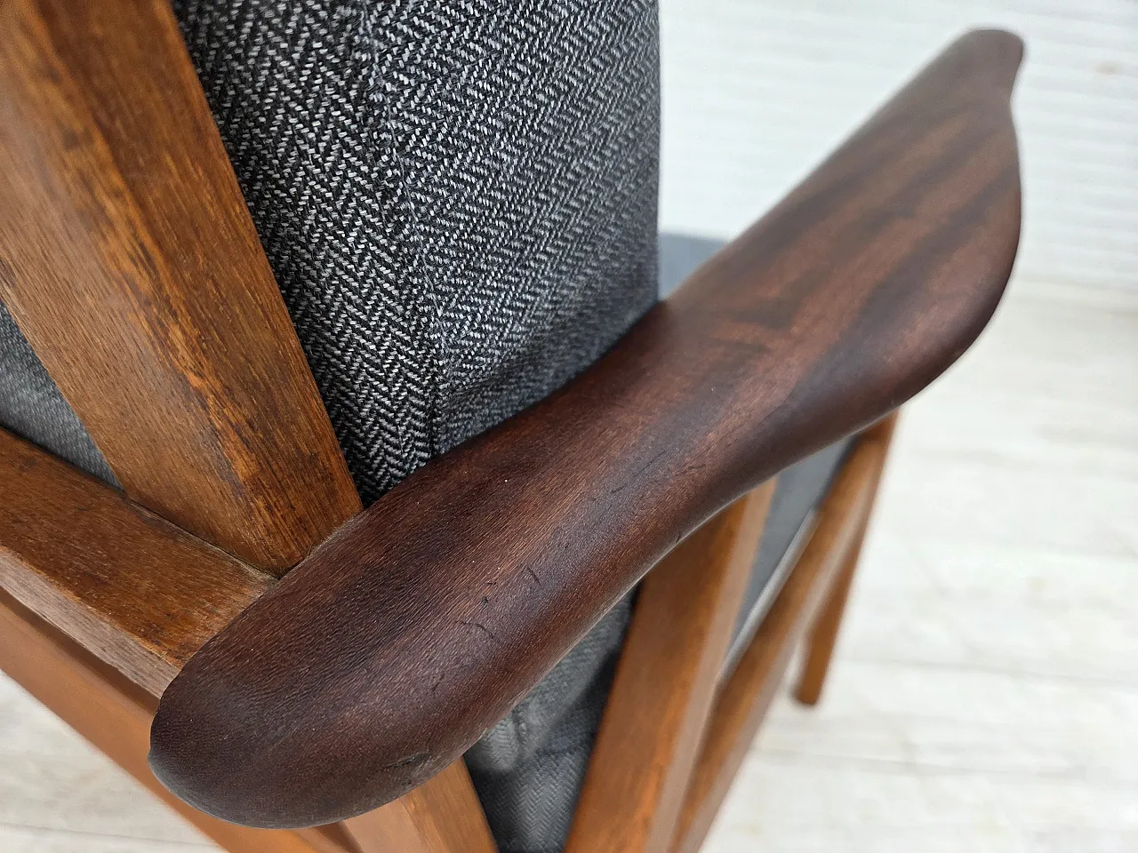 Coppia di poltrone danesi, lana, anni '70 16