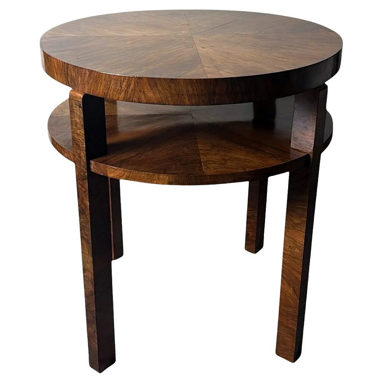 Tavolino alto austriaco Art Déco in noce impiallacciato, metà '900 1