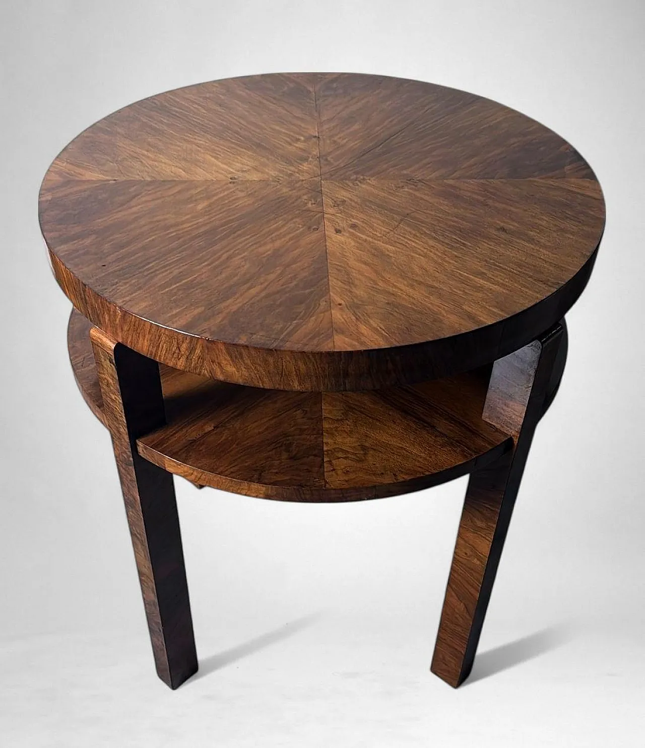 Tavolino alto austriaco Art Déco in noce impiallacciato, metà '900 3