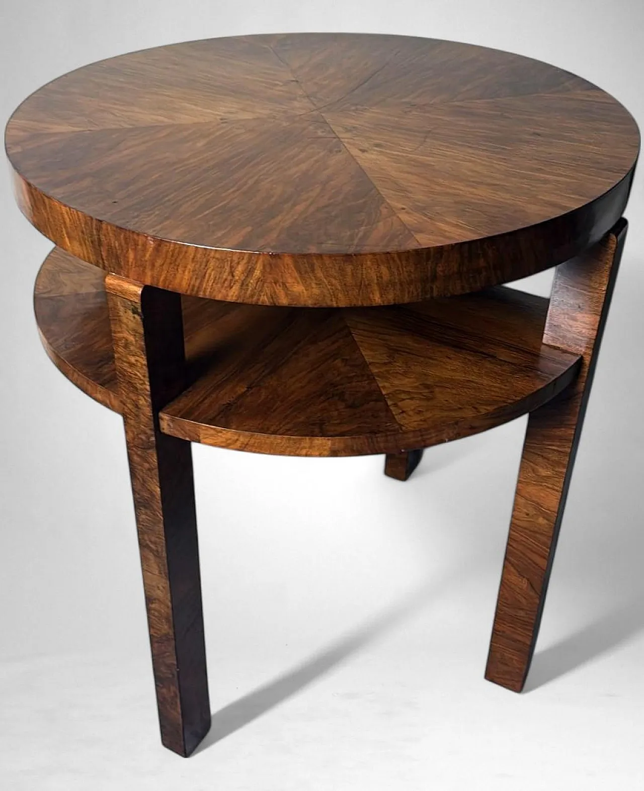 Tavolino alto austriaco Art Déco in noce impiallacciato, metà '900 5