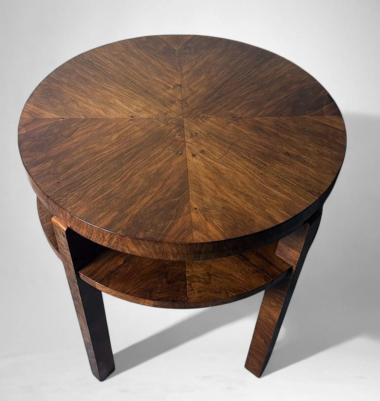 Tavolino alto austriaco Art Déco in noce impiallacciato, metà '900 6