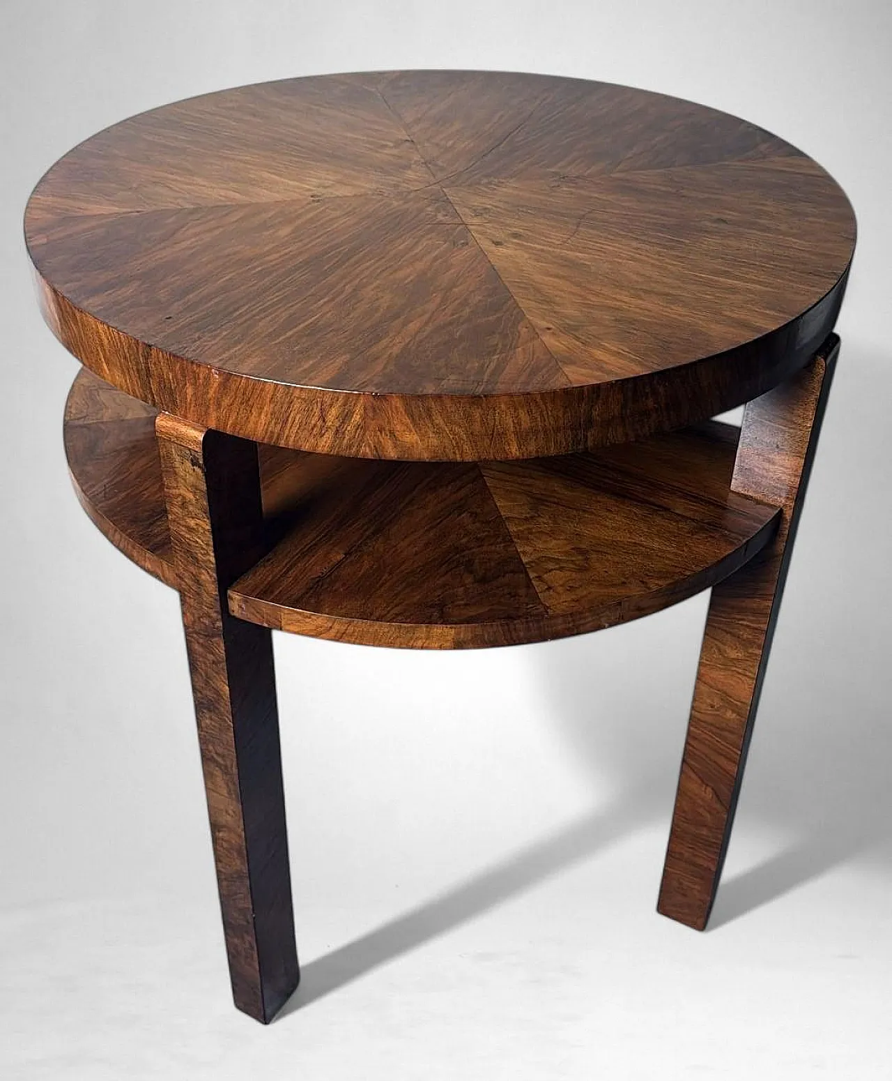 Tavolino alto austriaco Art Déco in noce impiallacciato, metà '900 7