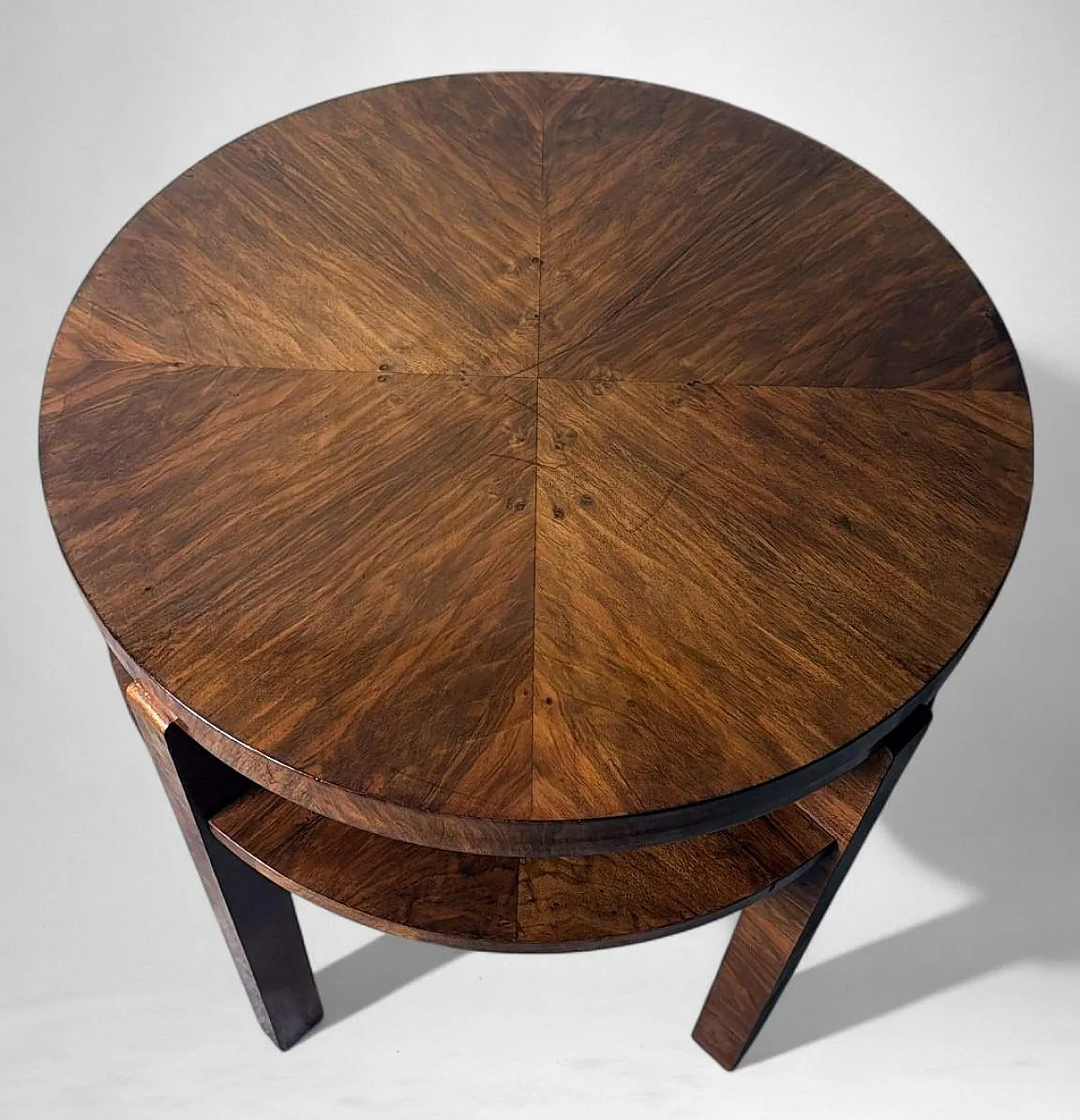 Tavolino alto austriaco Art Déco in noce impiallacciato, metà '900 11