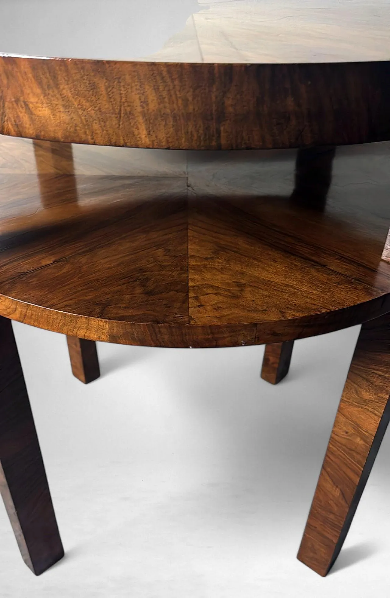 Tavolino alto austriaco Art Déco in noce impiallacciato, metà '900 16