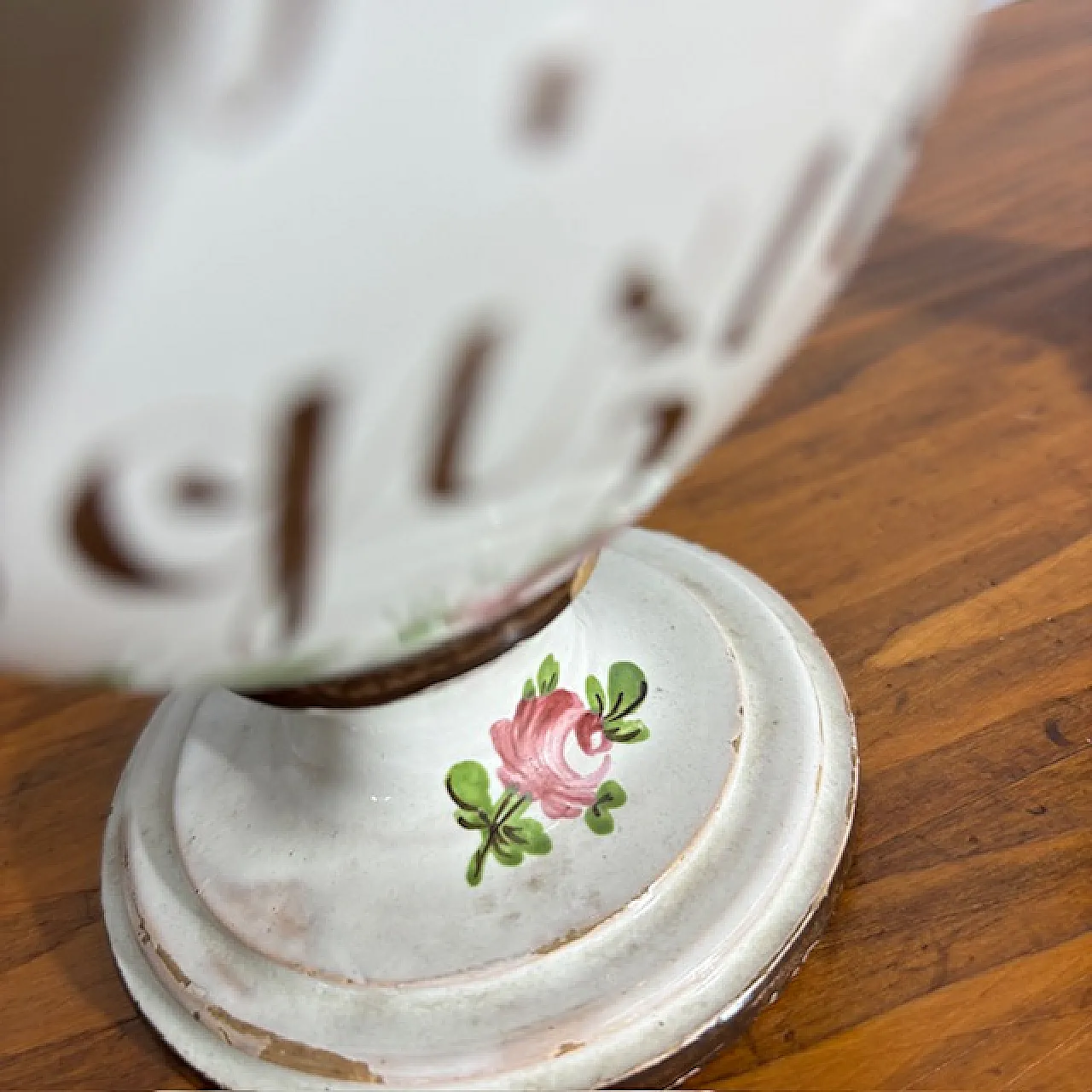 Coppia di vasi dipinti da farmacia, fine '700 12