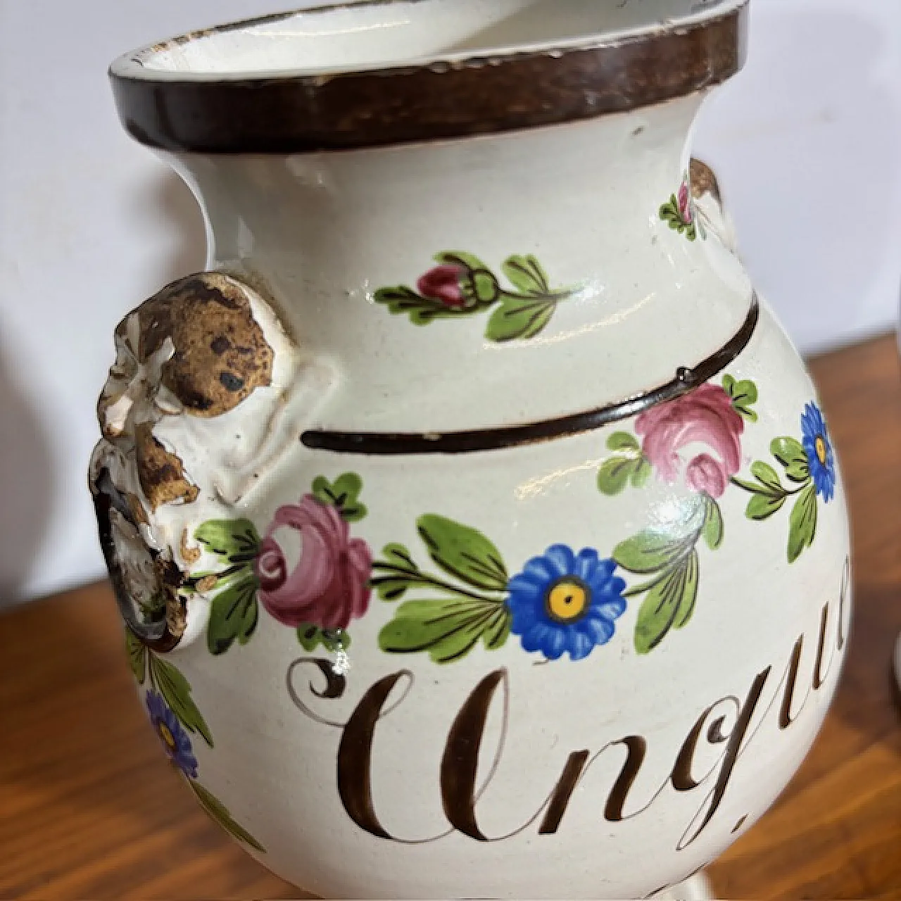 Coppia di vasi dipinti da farmacia, fine '700 13