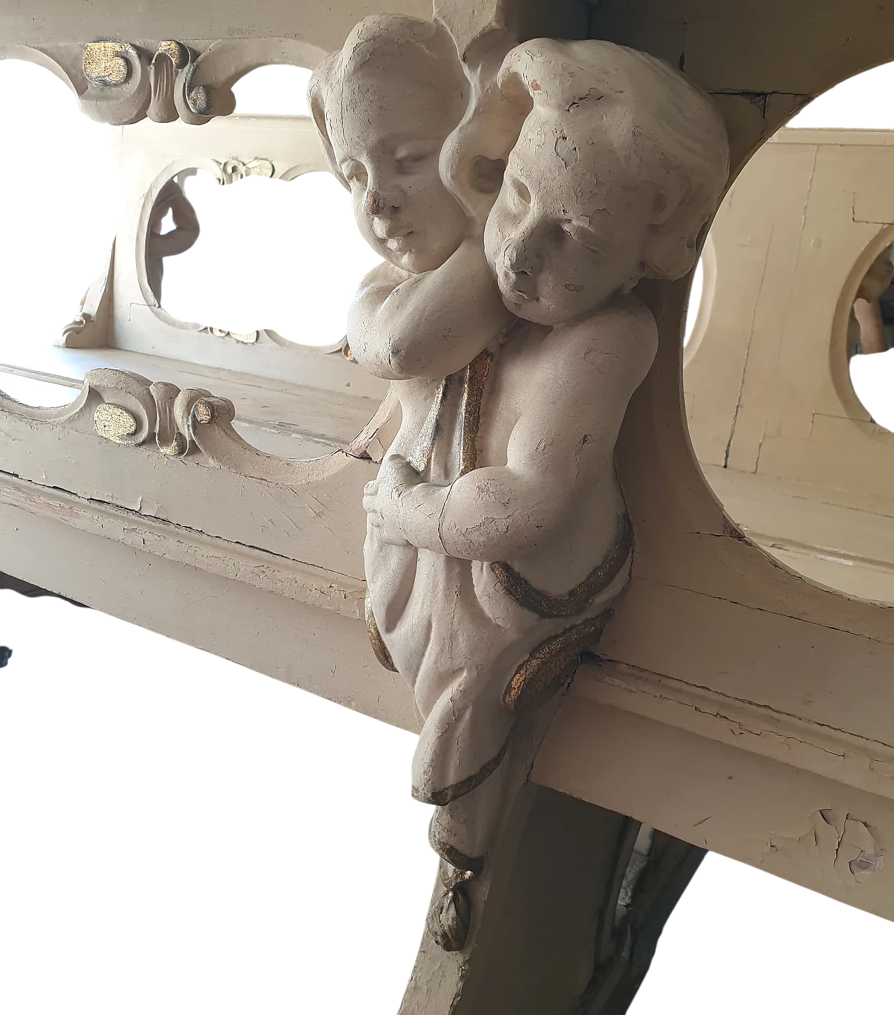 Church bench with putti, 19th century 10