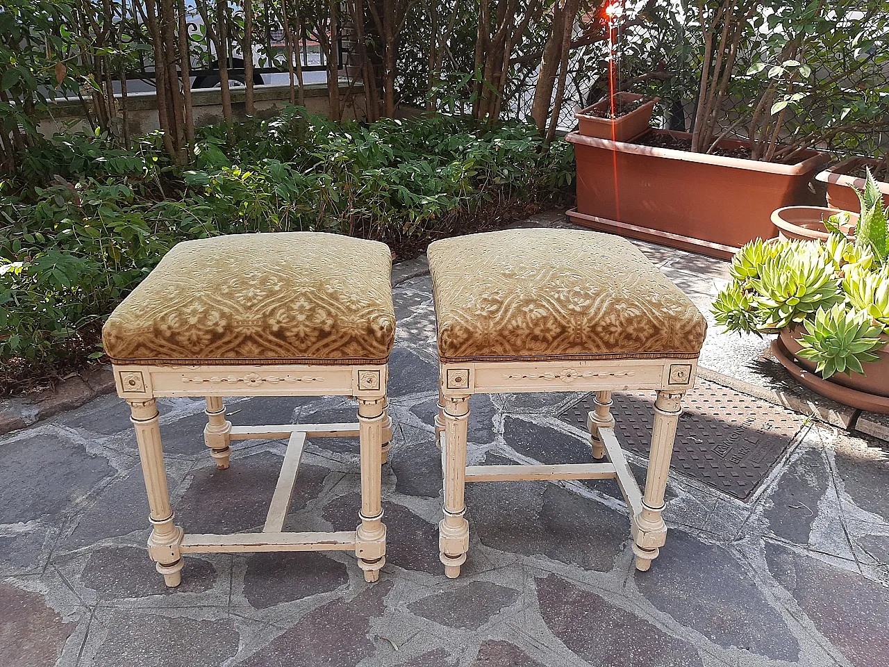 Pair of stools Luigi XVI style, early 20th century 6