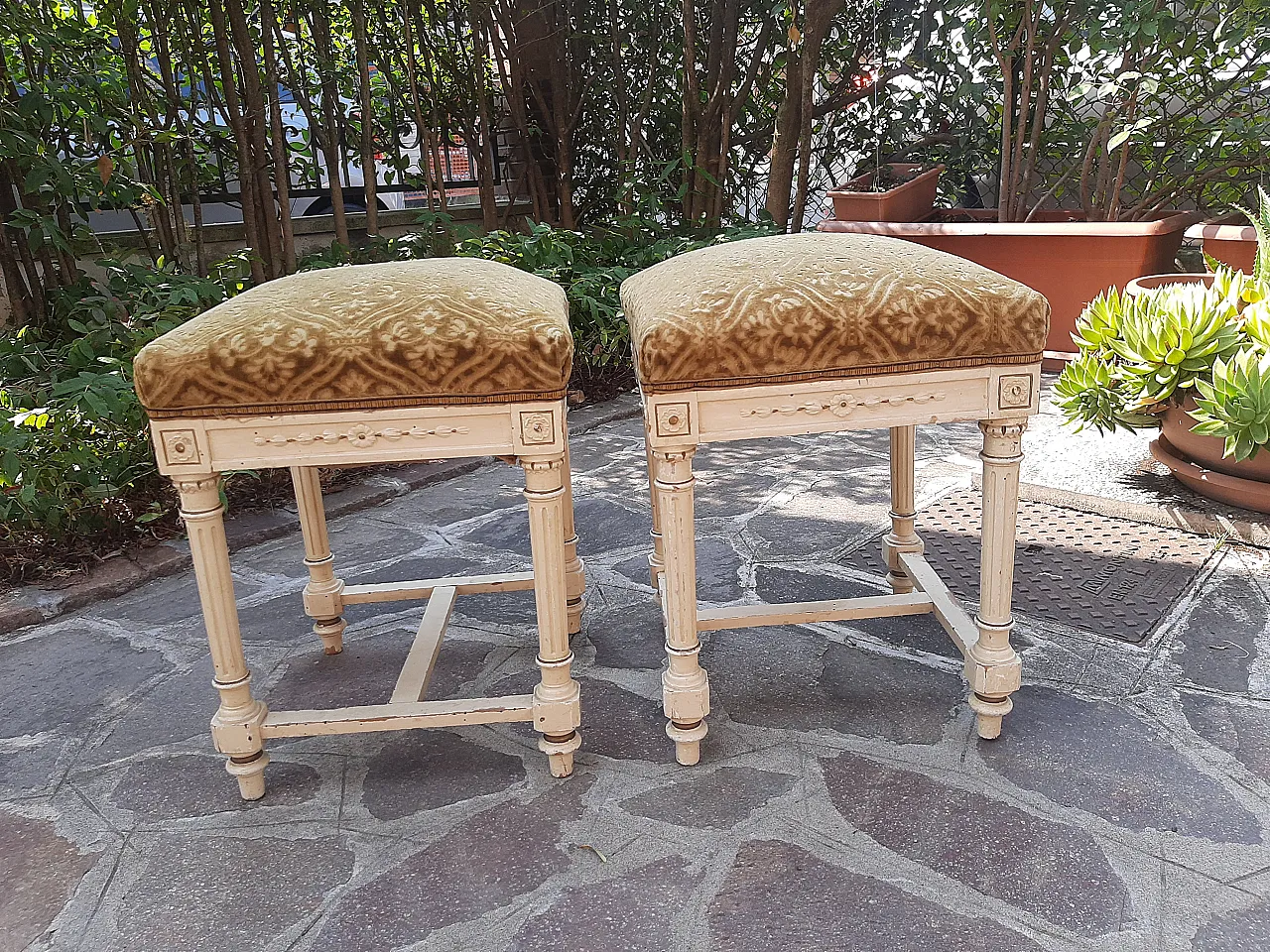 Pair of stools Luigi XVI style, early 20th century 7
