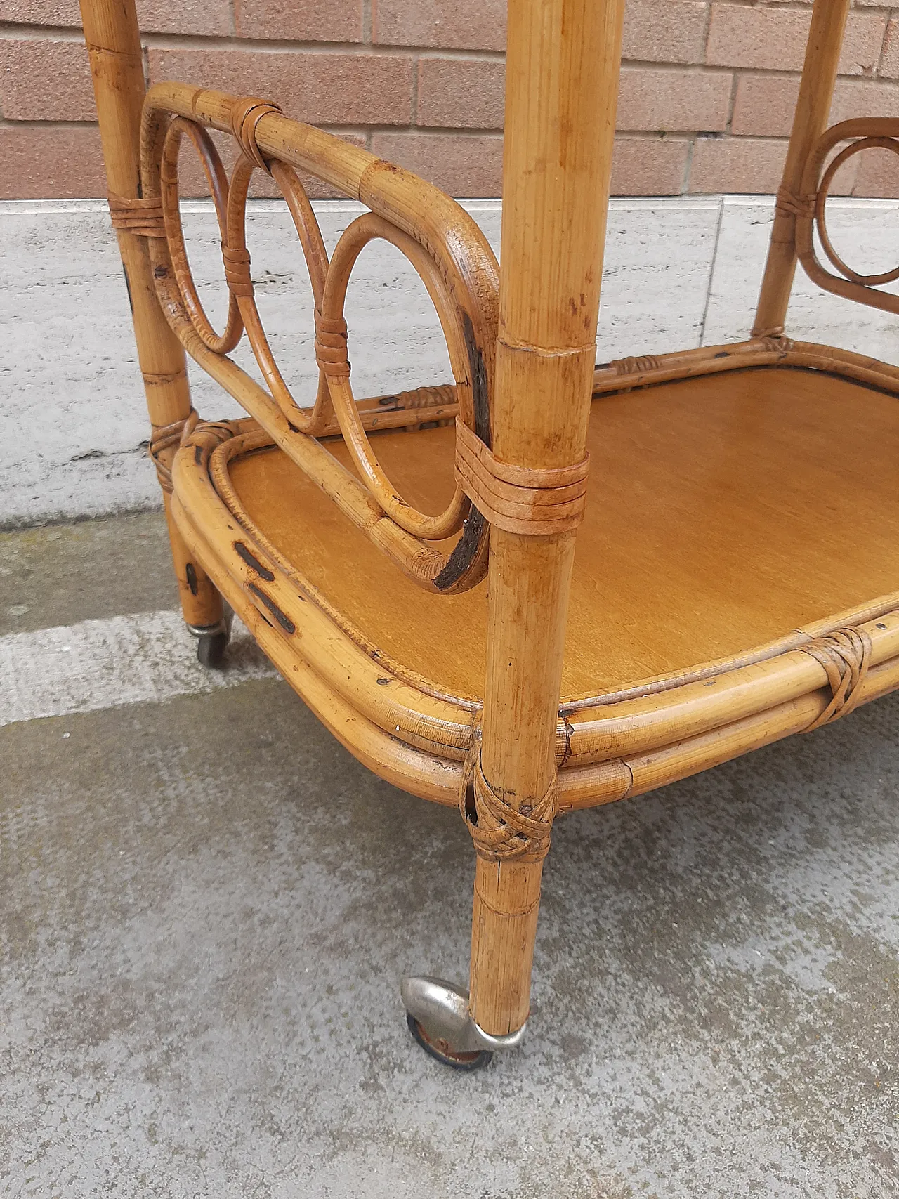 Bamboo trolley with large handles, 60s 1