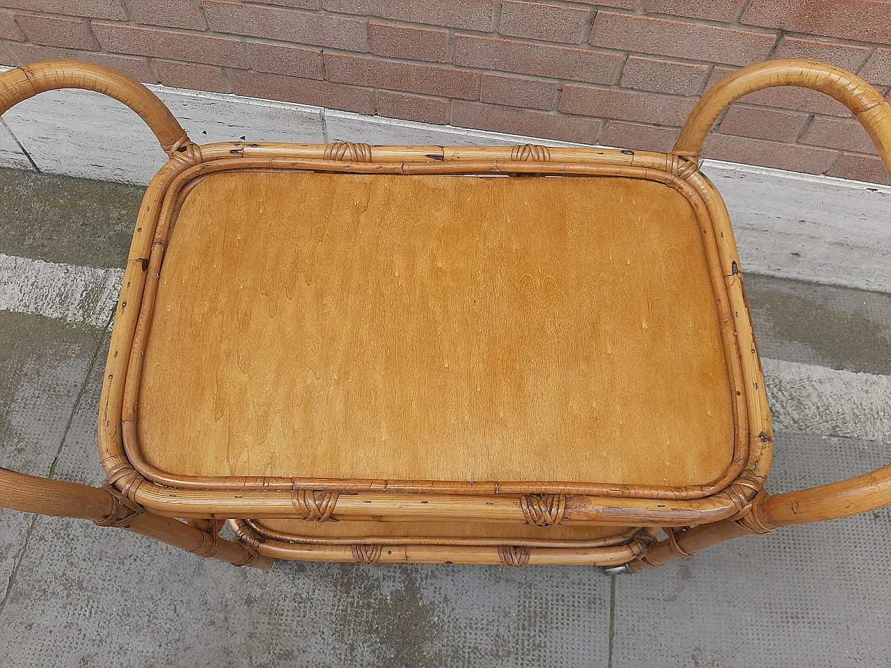 Bamboo trolley with large handles, 60s 3