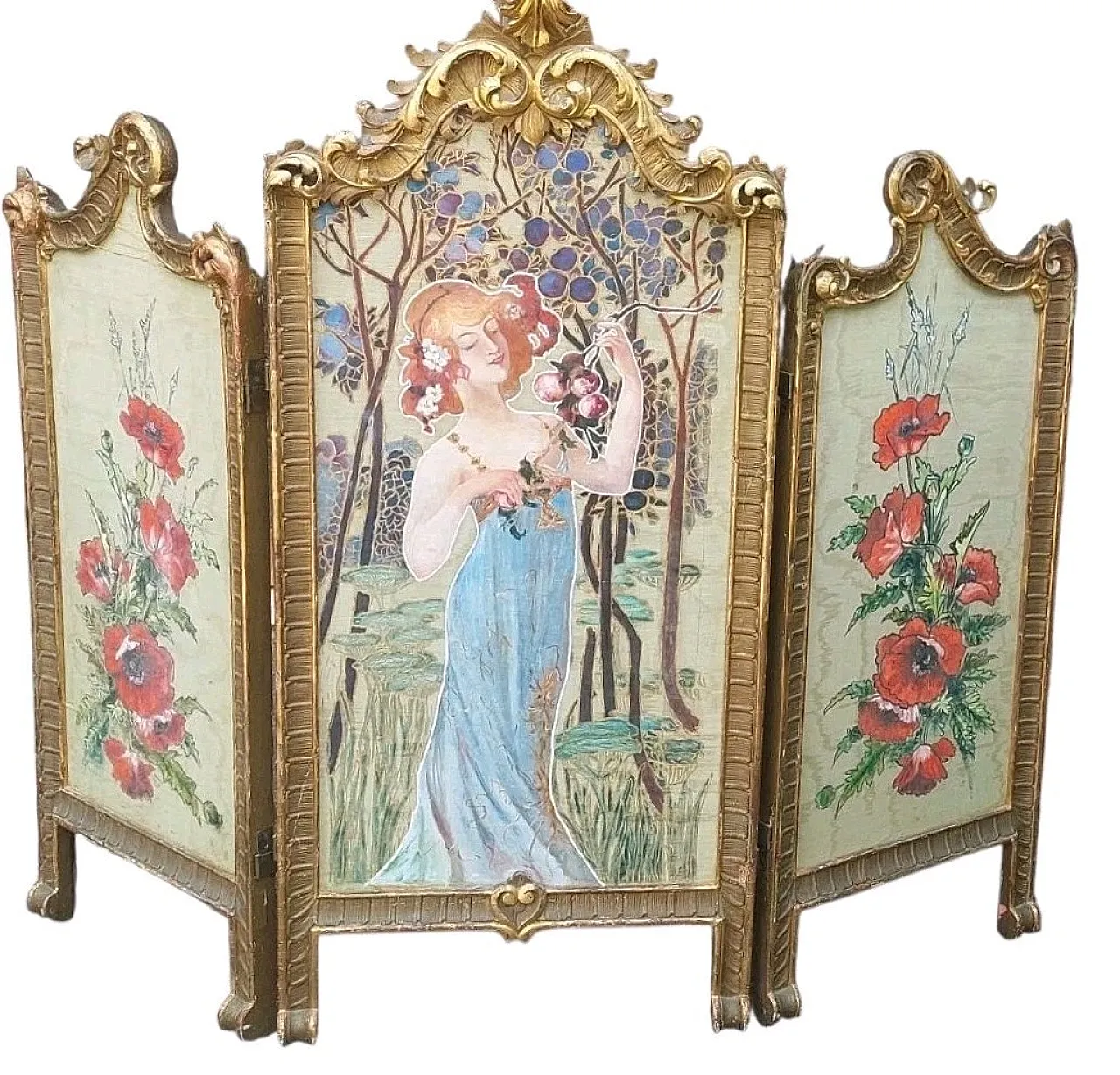 Liberty screen in gilded wood, early 20th century 2