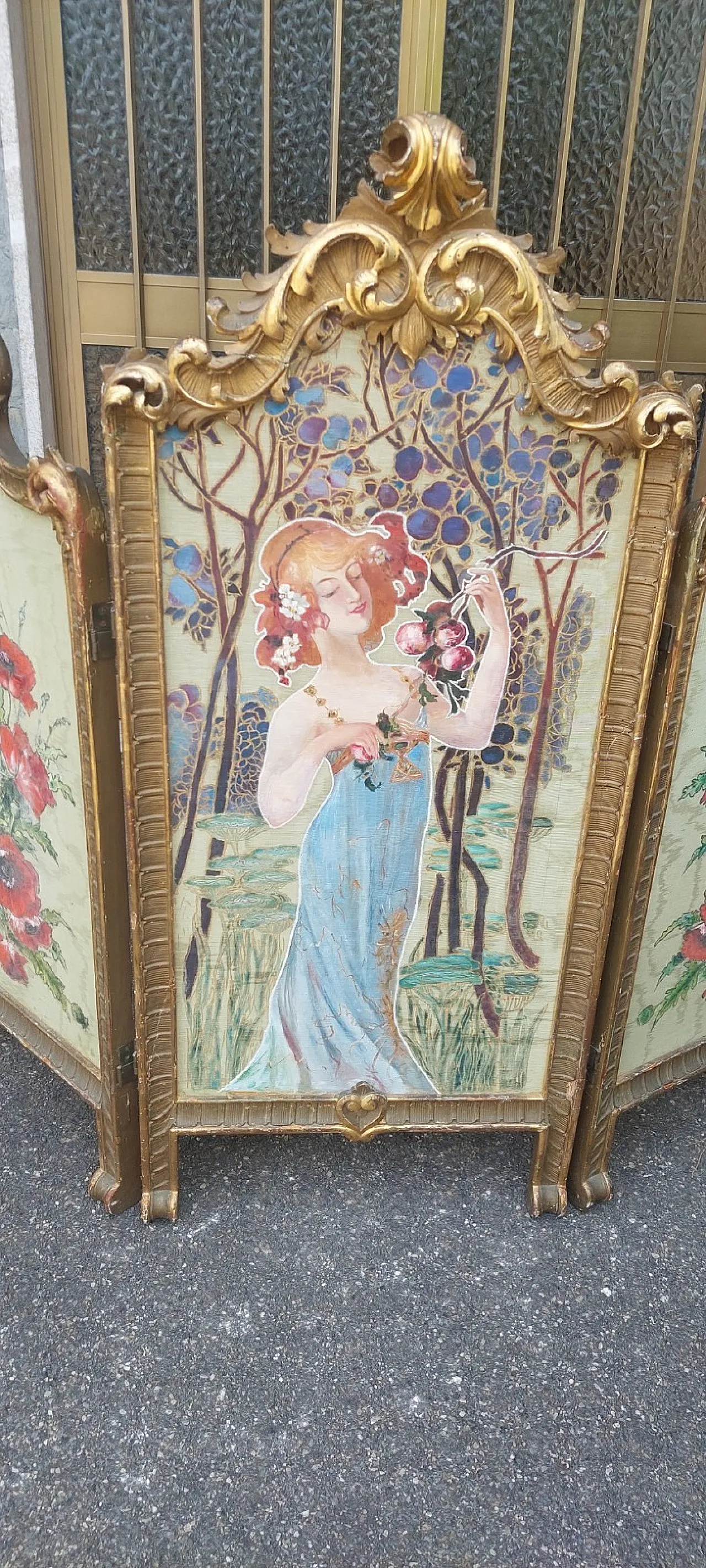 Liberty screen in gilded wood, early 20th century 3