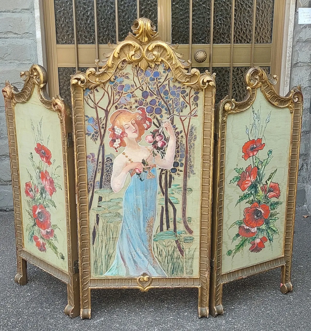 Liberty screen in gilded wood, early 20th century 5