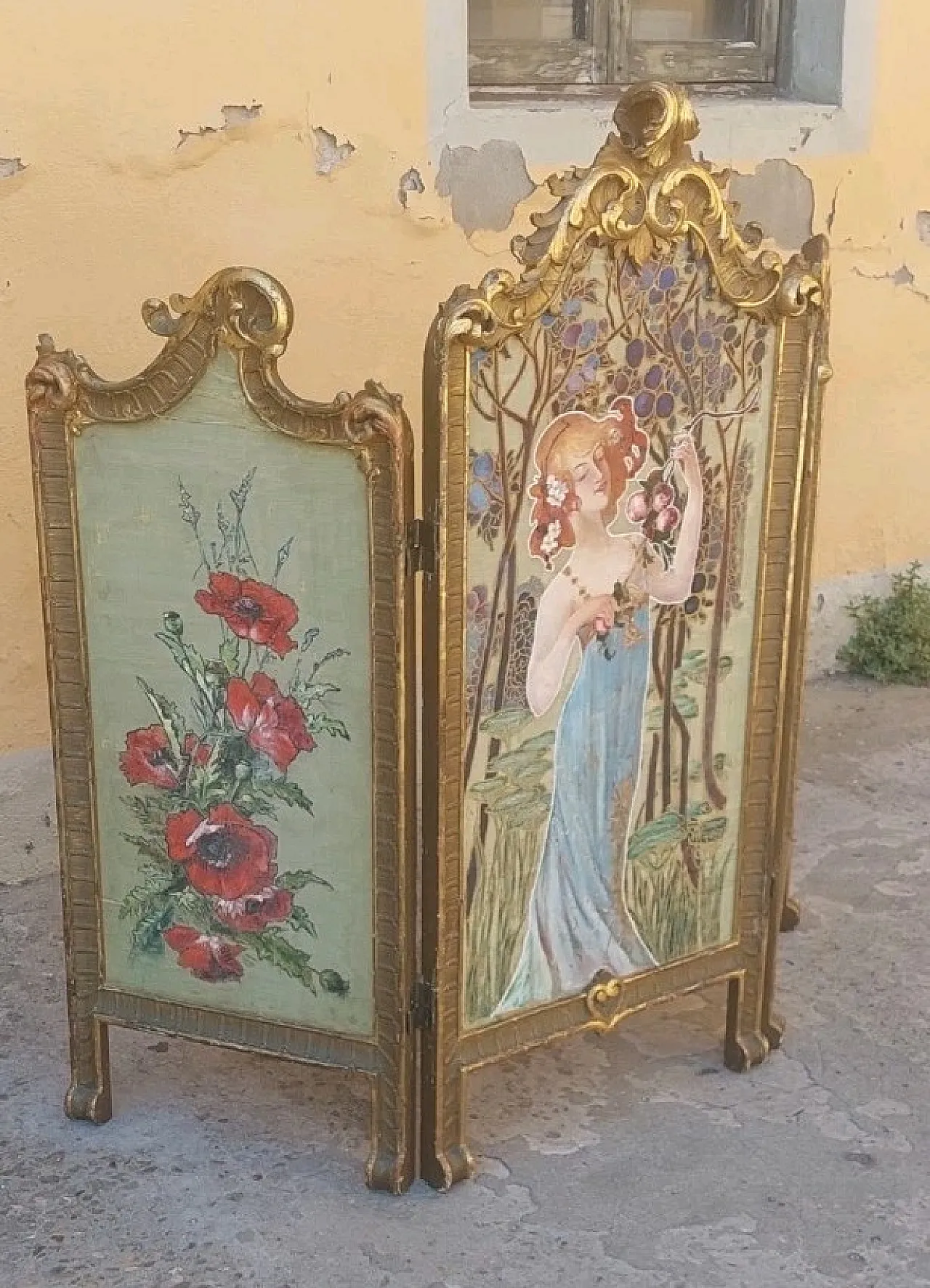 Liberty screen in gilded wood, early 20th century 7