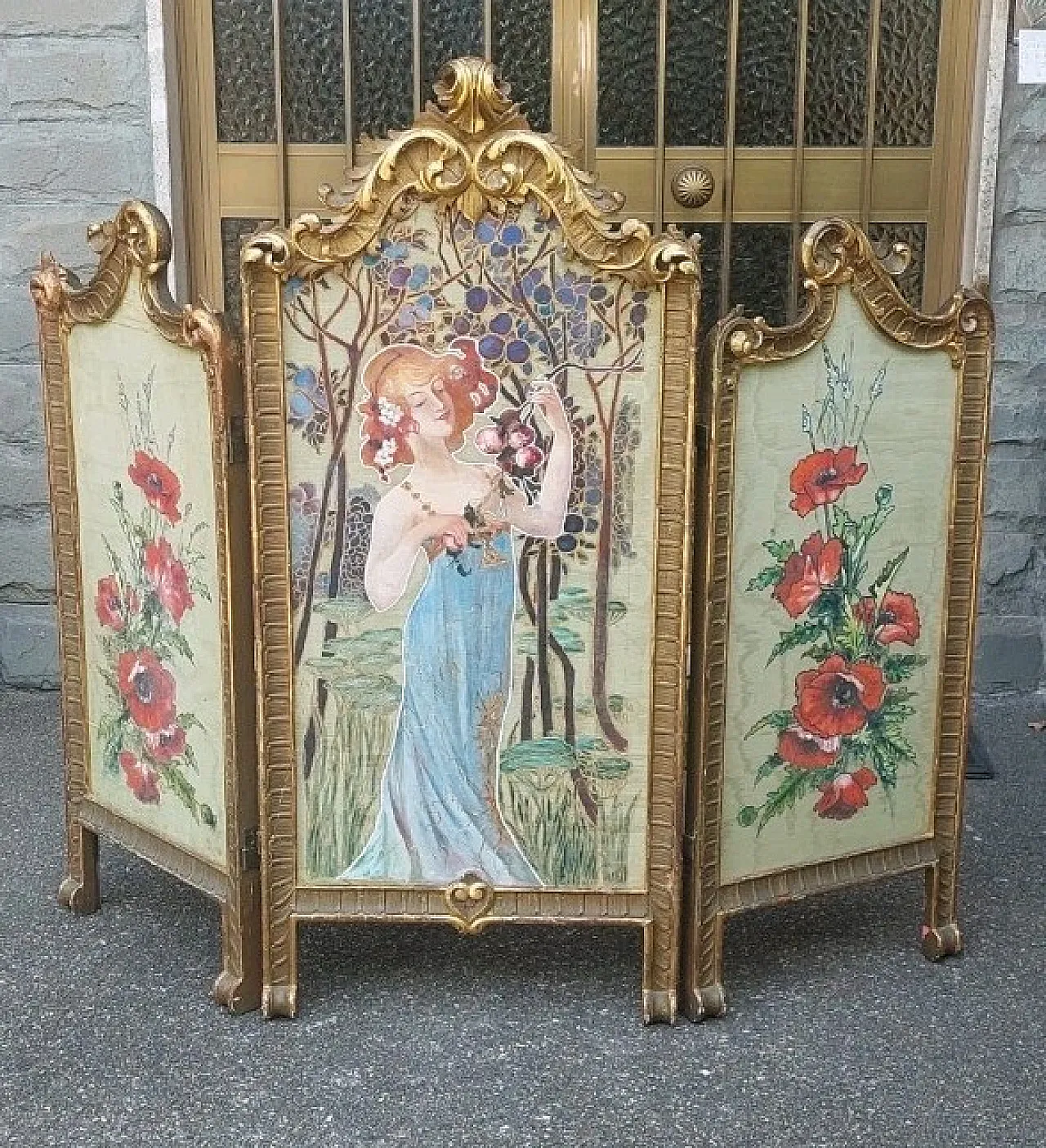 Liberty screen in gilded wood, early 20th century 11