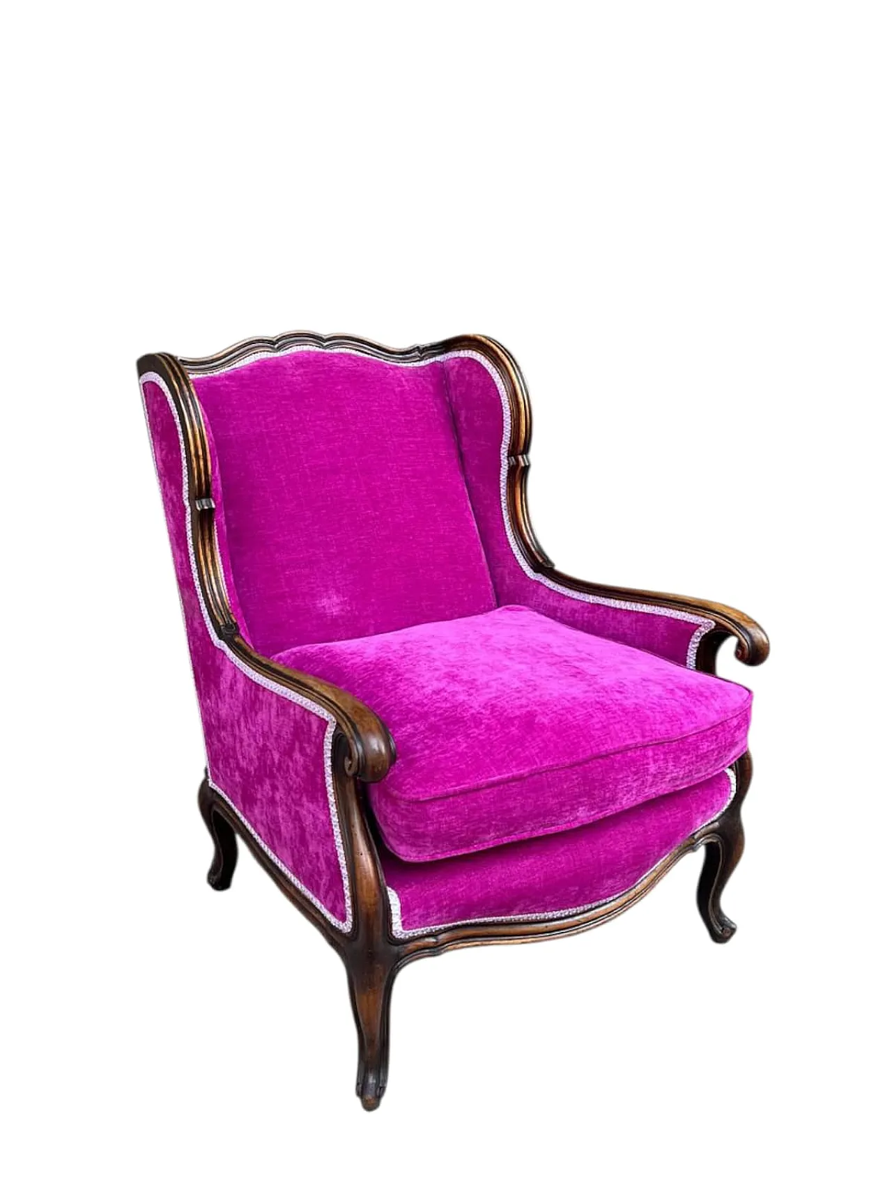 Armchair fuchsia velvet, 19th century 1