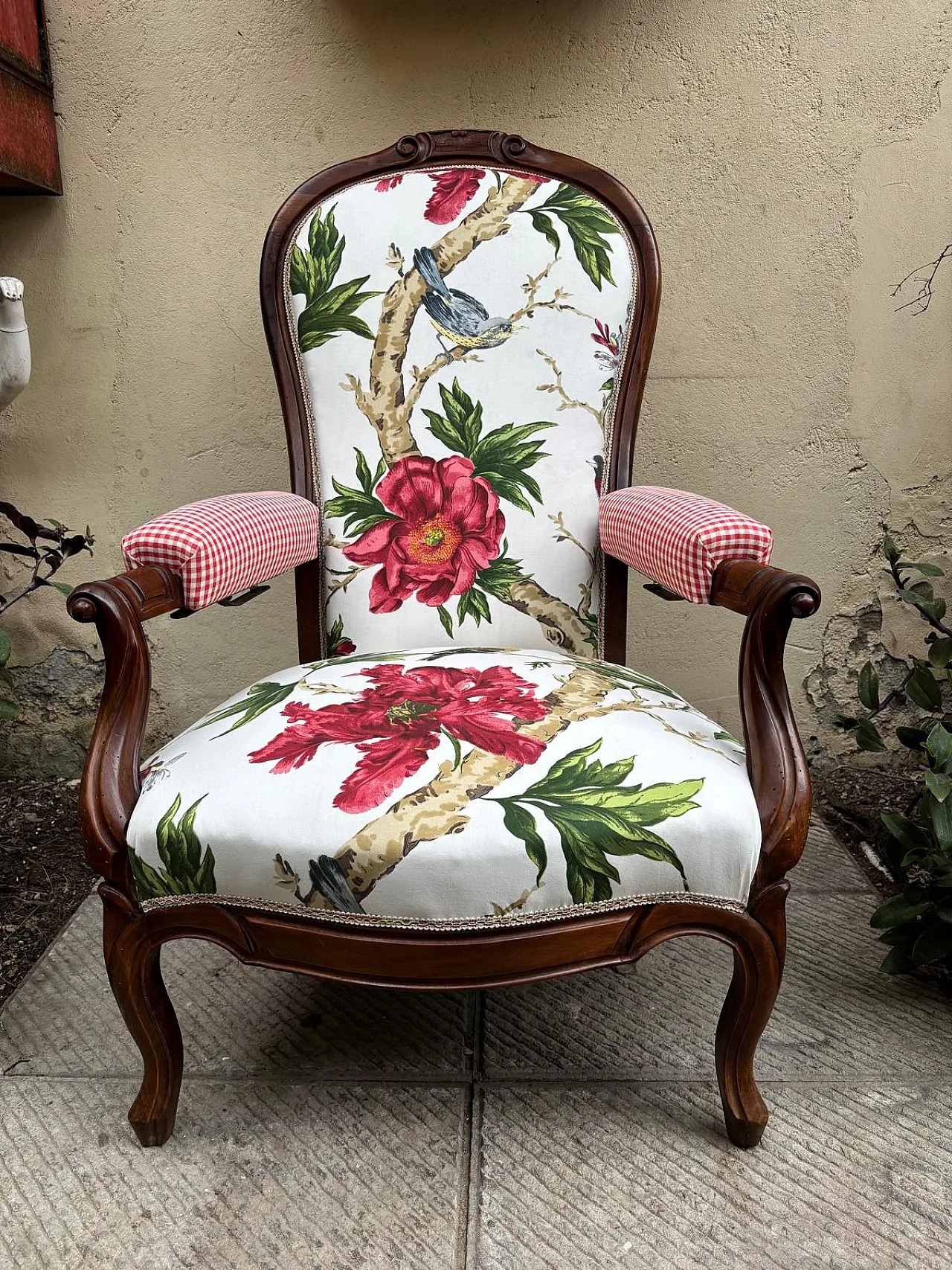 Deck chair with floral upholstery, 19th century 1