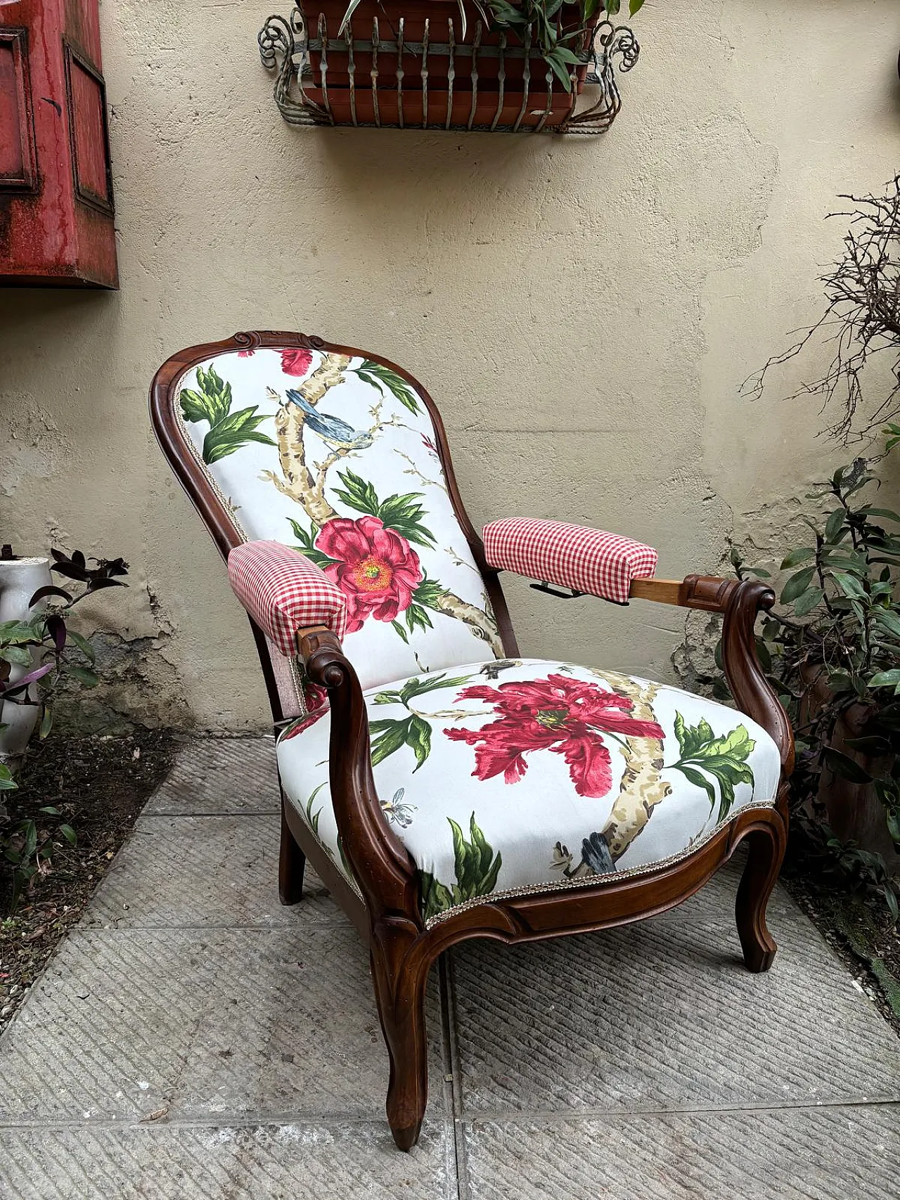 Deck chair with floral upholstery, 19th century 4