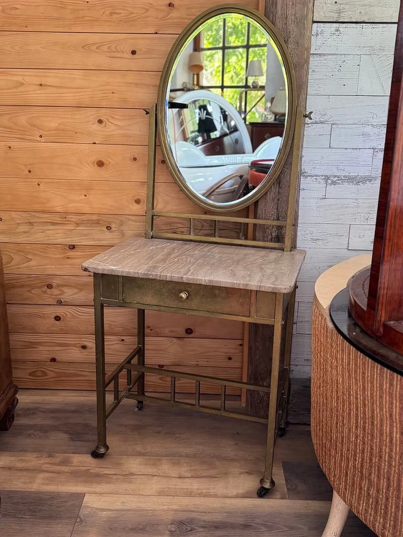 Art Deco dressing table in brass and marble, 1940s 1