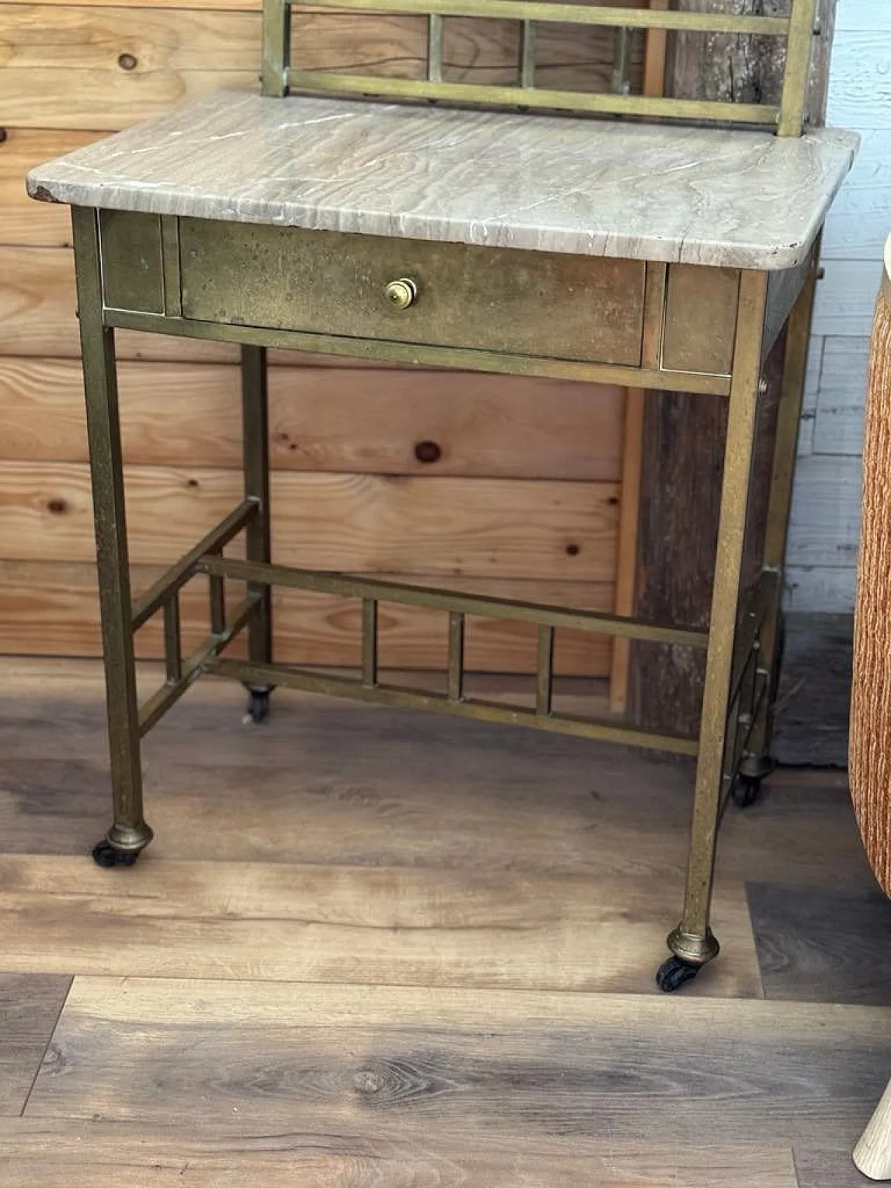 Art Deco dressing table in brass and marble, 1940s 4