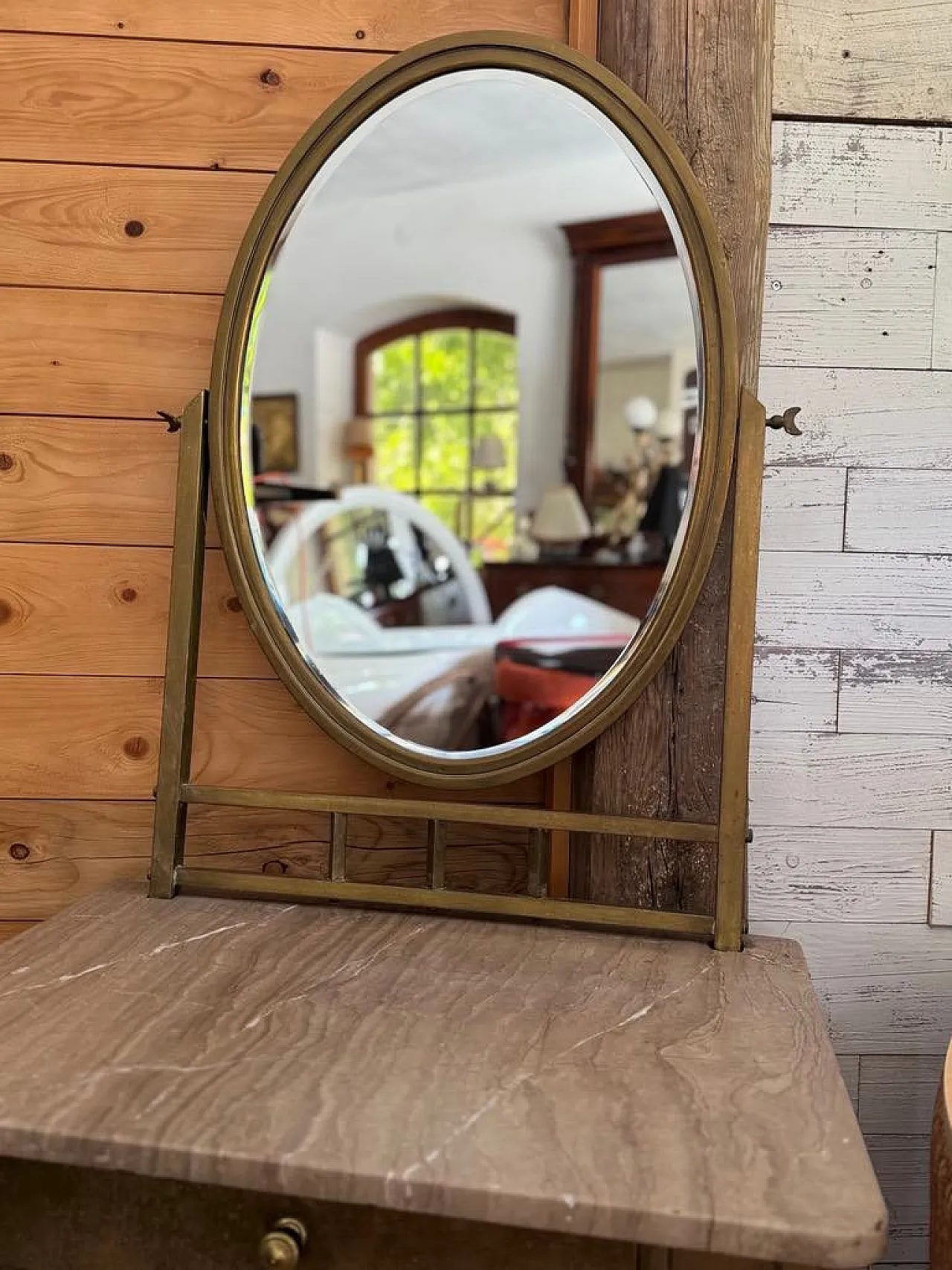 Art Deco dressing table in brass and marble, 1940s 9
