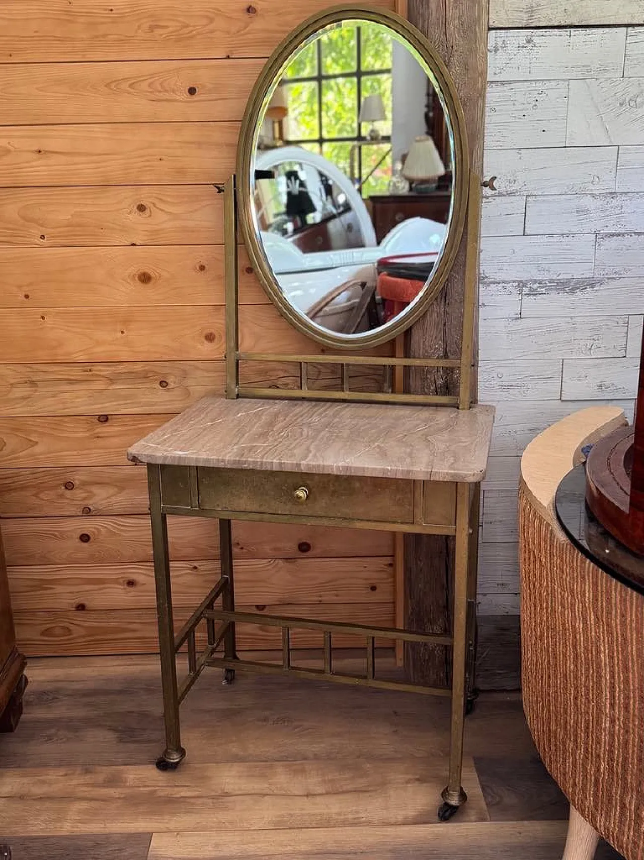 Art Deco dressing table in brass and marble, 1940s 10