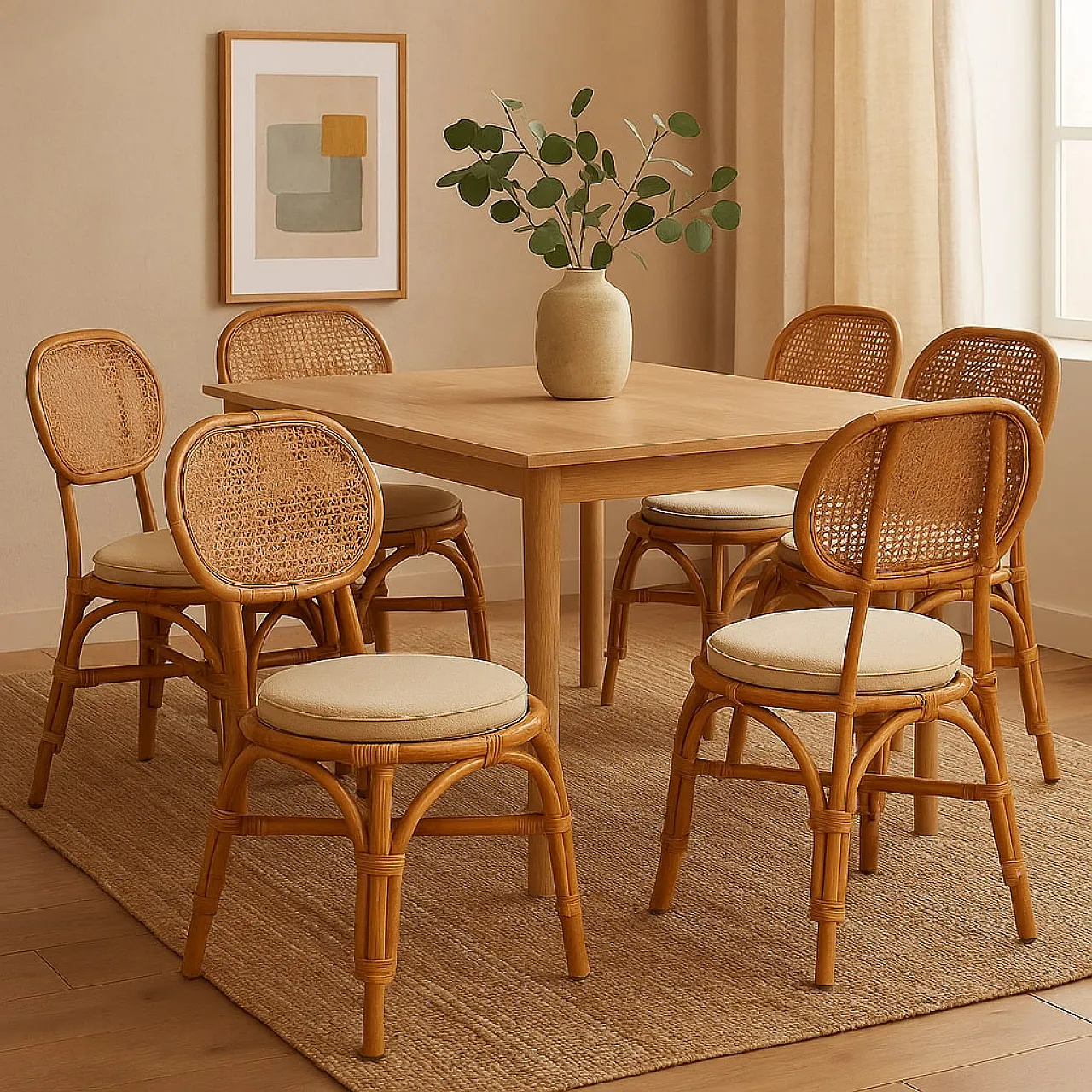 5 Bamboo chairs, 1960s 2