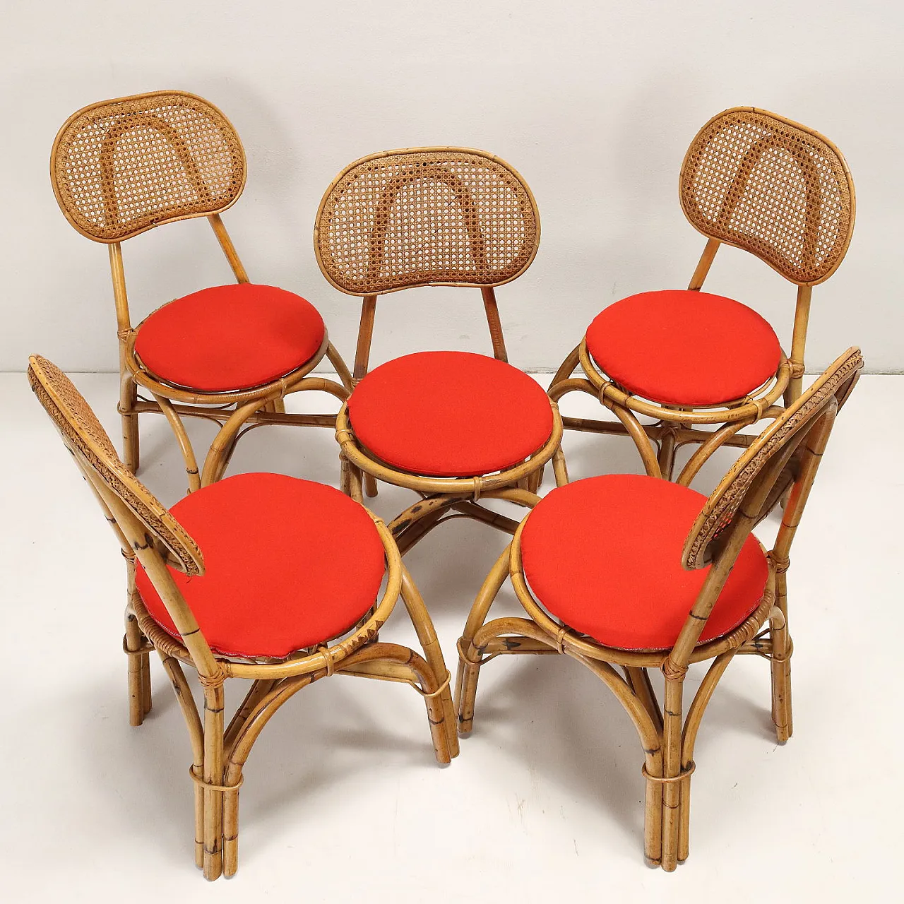 5 Bamboo chairs, 1960s 4