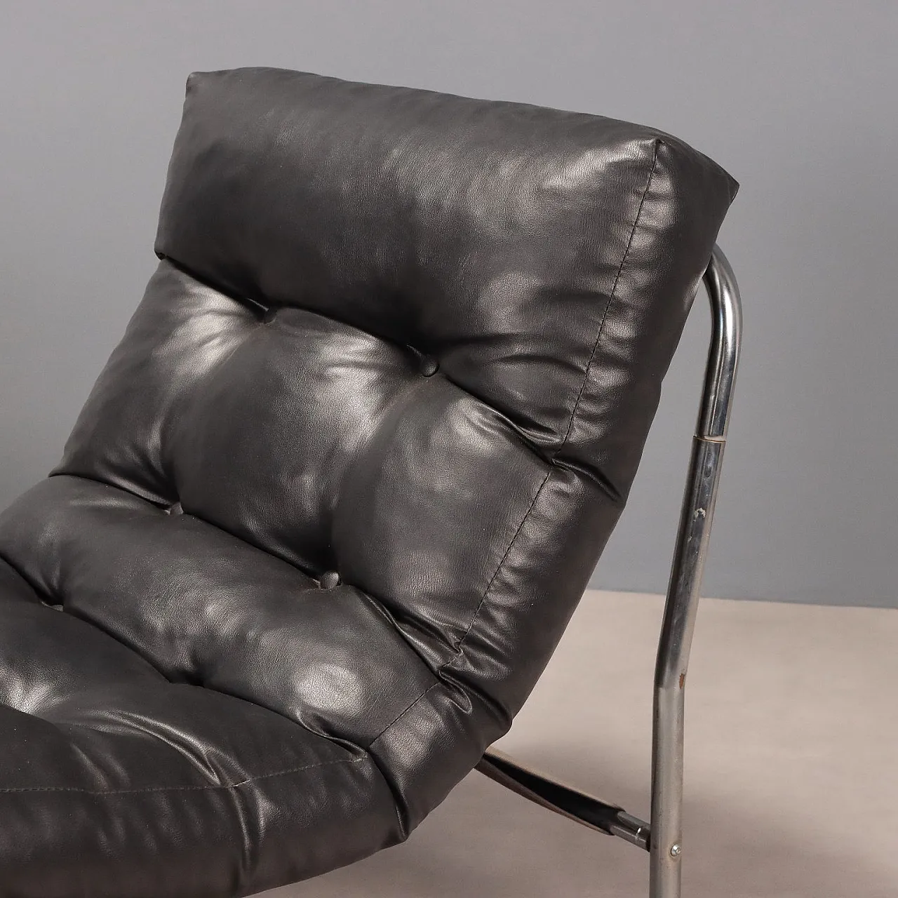 Pair of Ikea Pixi armchairs in leatherette and chromed metal, 1970s 6