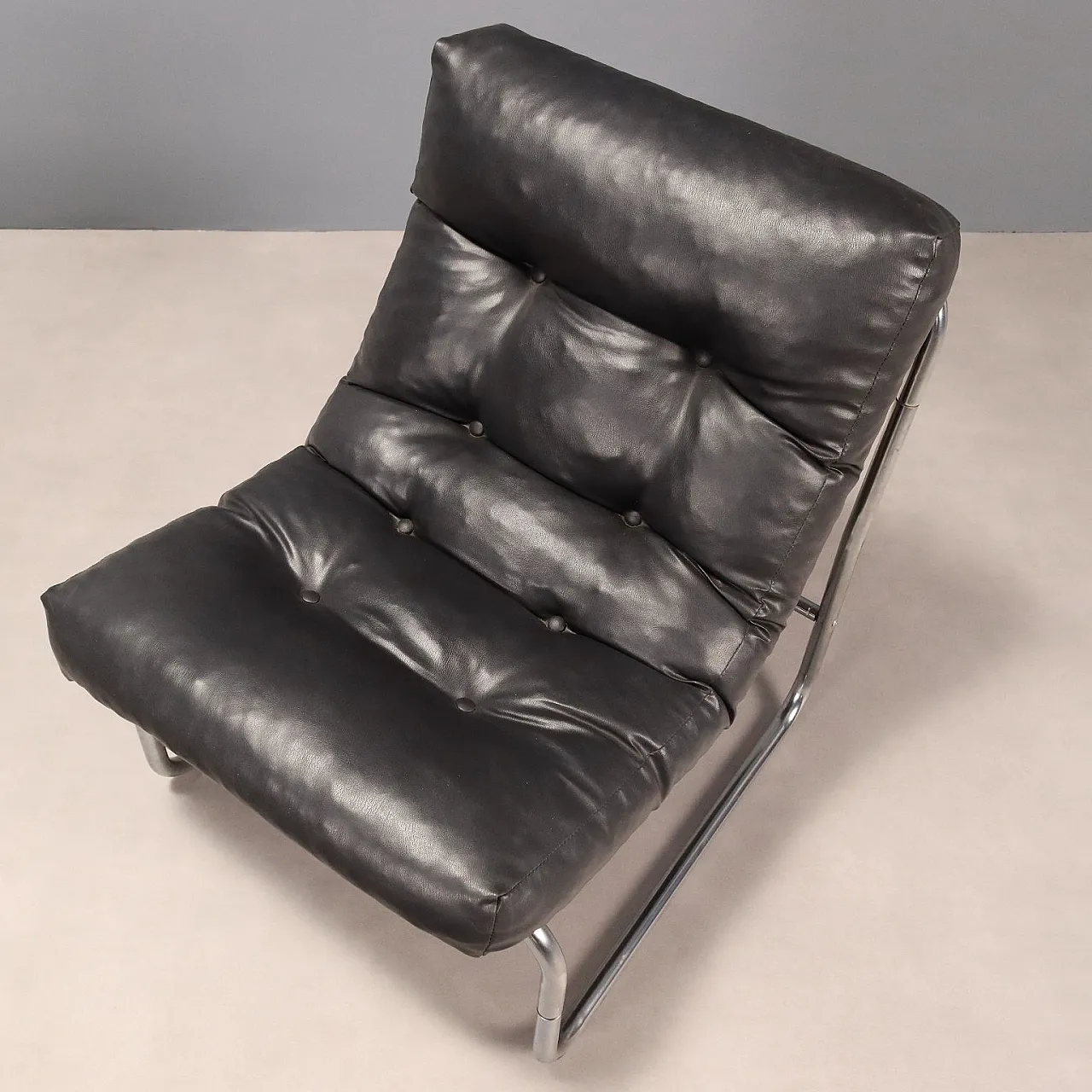 Pair of Ikea Pixi armchairs in leatherette and chromed metal, 1970s 9