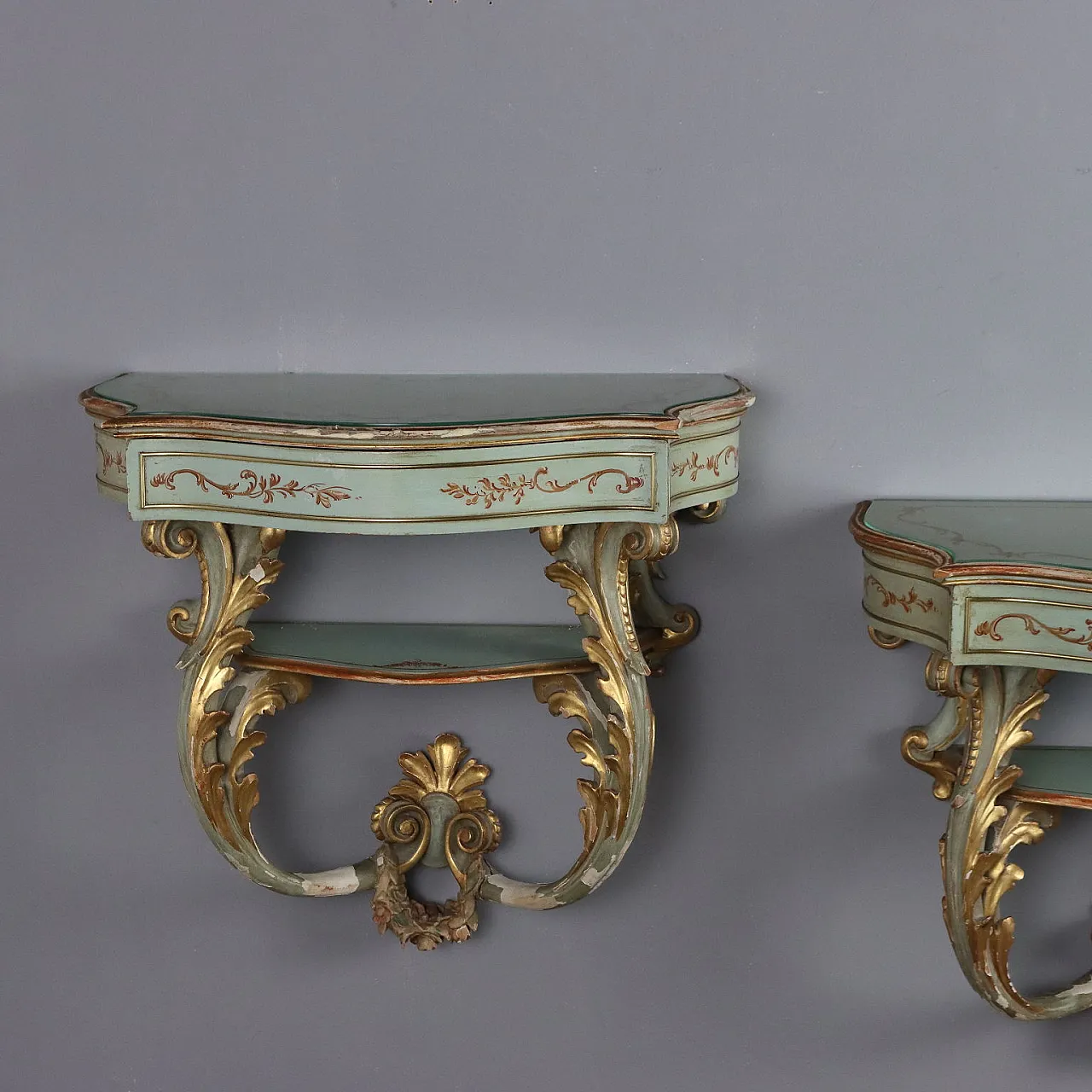 Coppia di comodini pensili in stile Rococo, '900 4