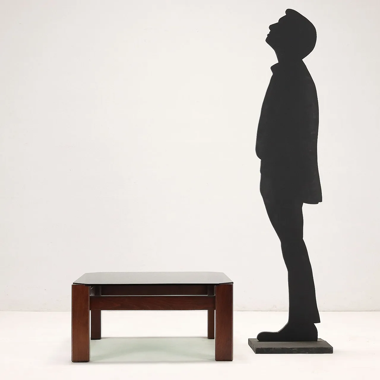 Stained beech & smoked glass coffee table, 1970s 2