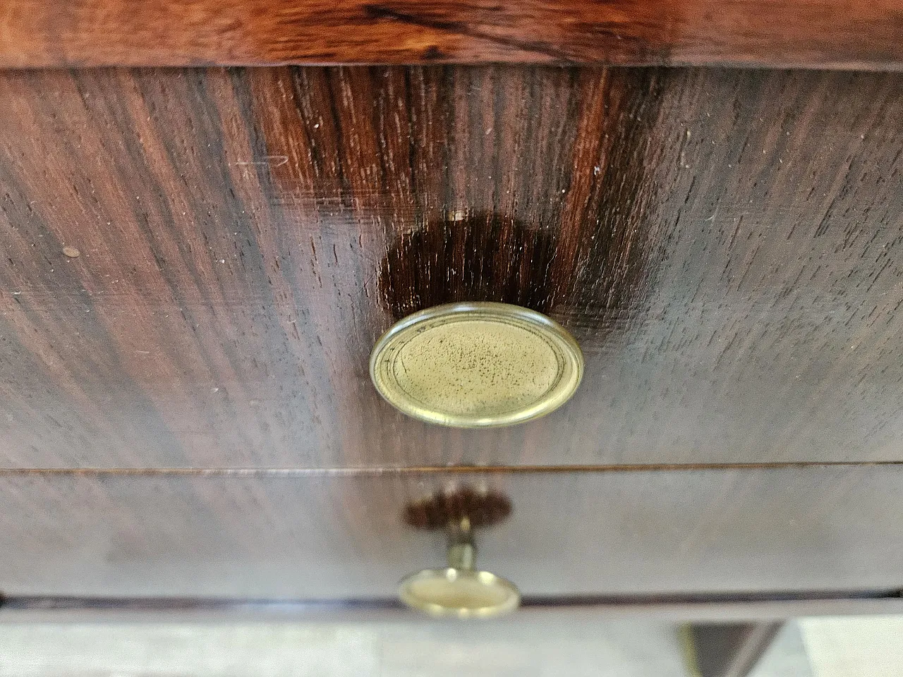 Decò Desk wood and brass, 60s 15