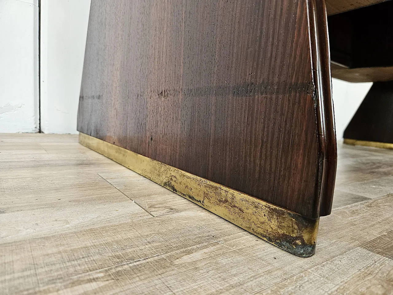 Decò Desk wood and brass, 60s 22