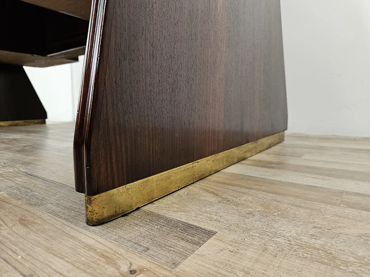 Decò Desk wood and brass, 60s 24