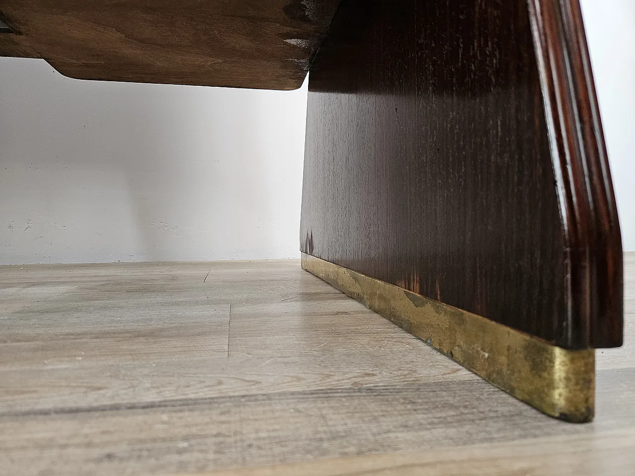 Decò Desk wood and brass, 60s 25