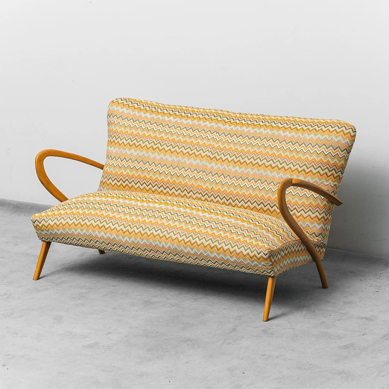 2 seater sofa with Missoni fantasy attributed to Paolo Buffa, 50s 3