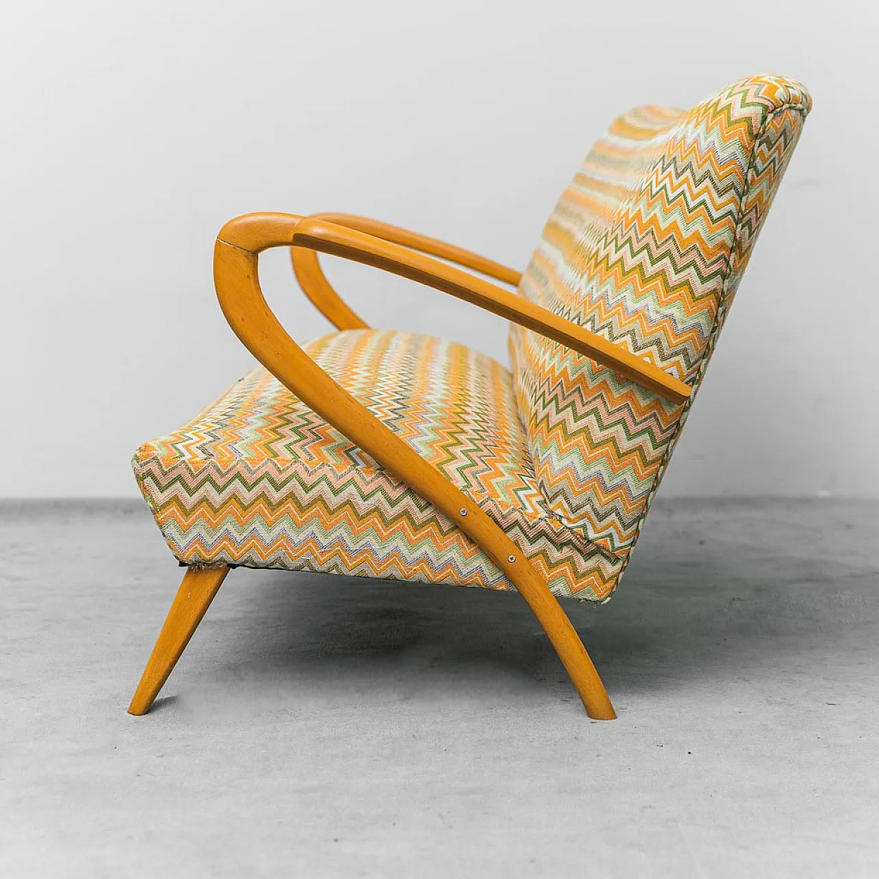 2 seater sofa with Missoni fantasy attributed to Paolo Buffa, 50s 6