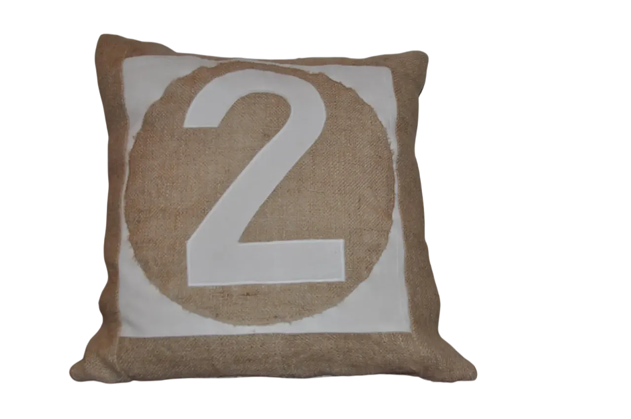 6 cushions with numbers 1, 2, 7, 2000s 7