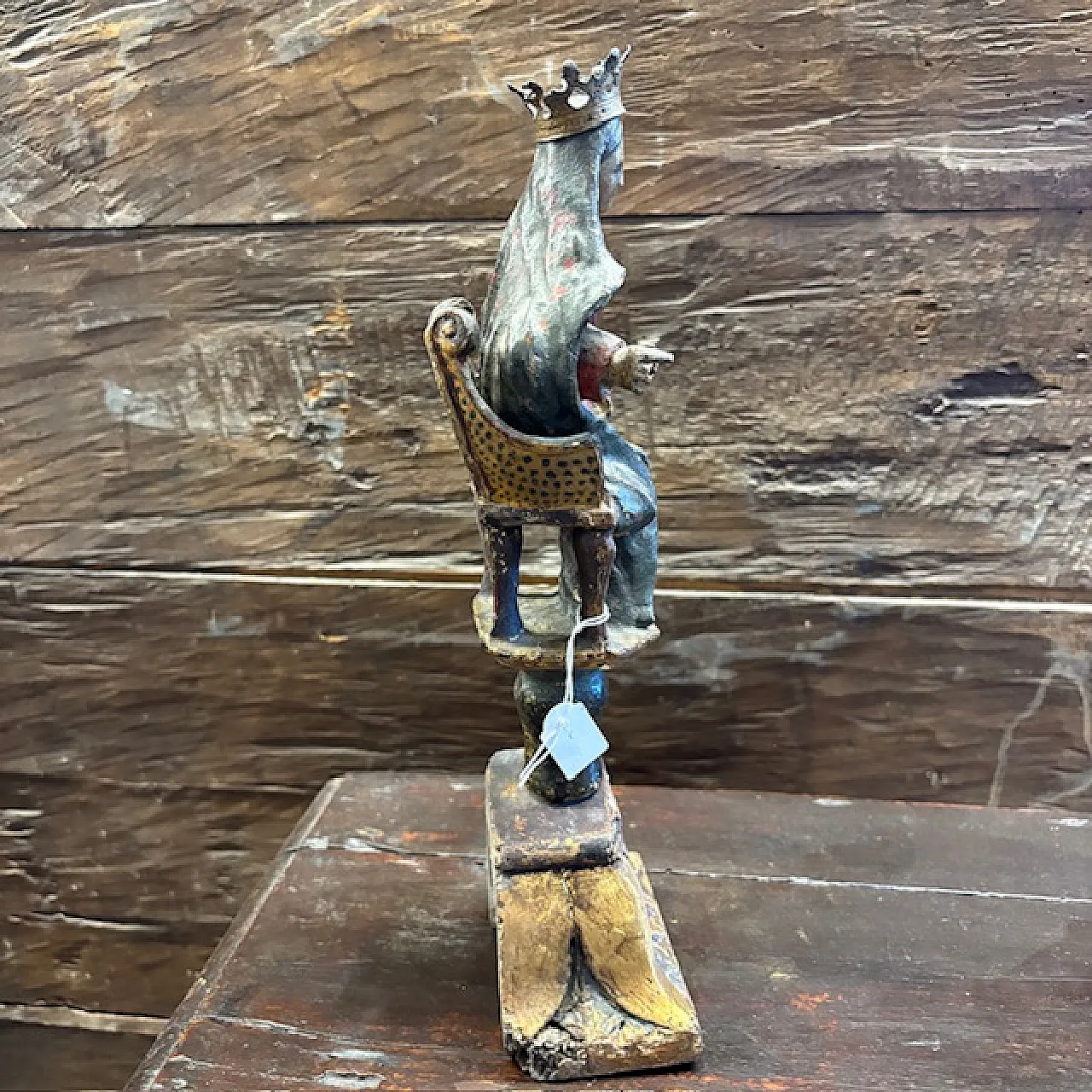 Sculpture of the Madonna on Throne polychrome painted, 17th century 5